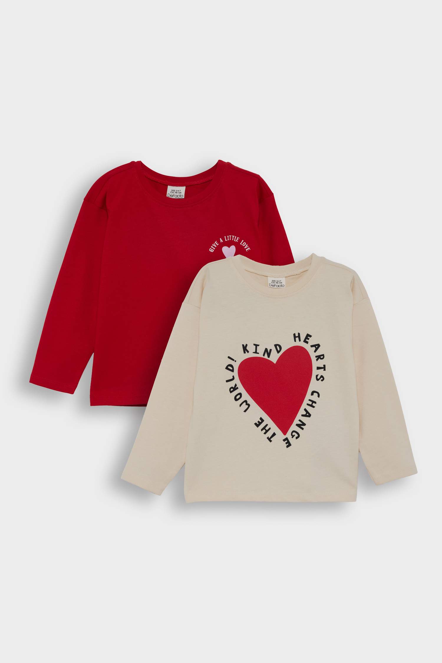 تيشيرت بناتي ردن طويل قصة عادية - قطعتين