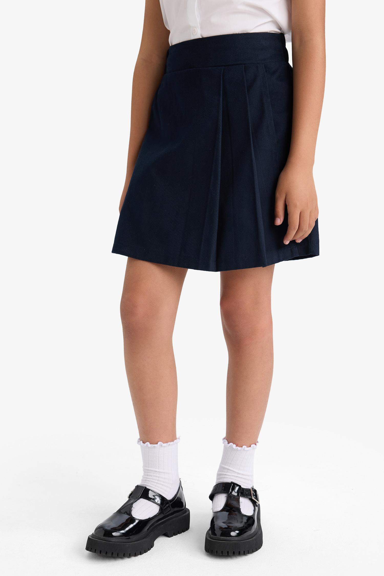 Girl Elastic Waist Gabardine Skirt