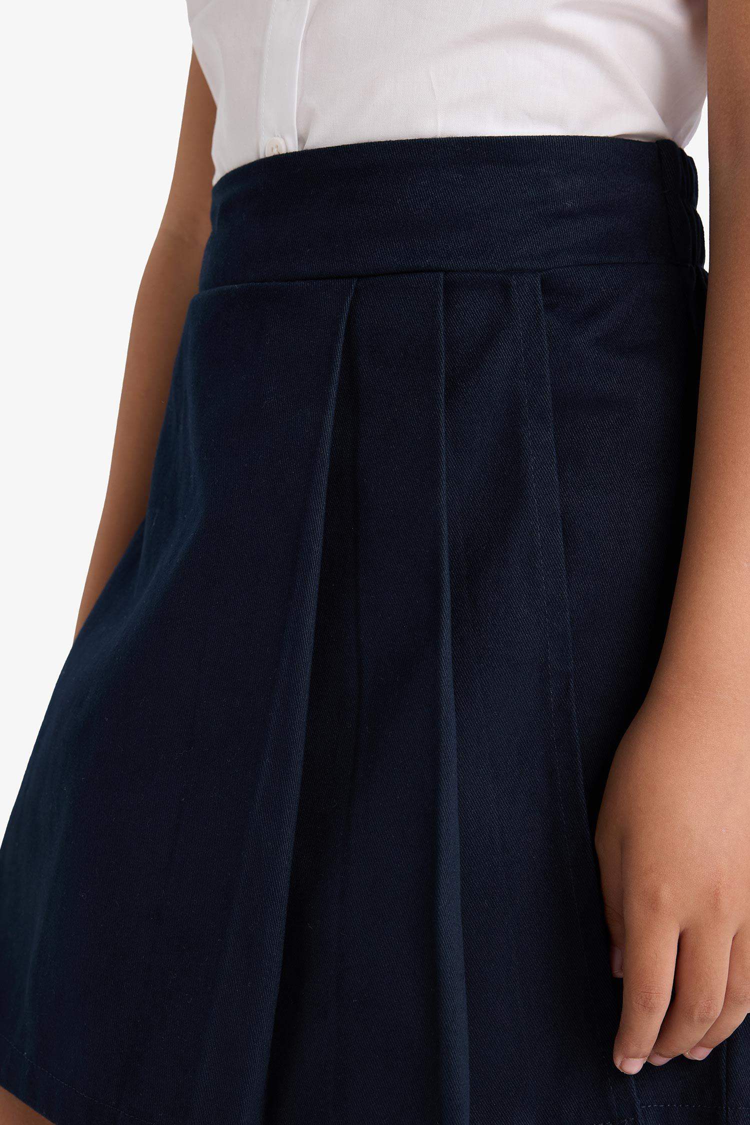 Girl Elastic Waist Gabardine Skirt