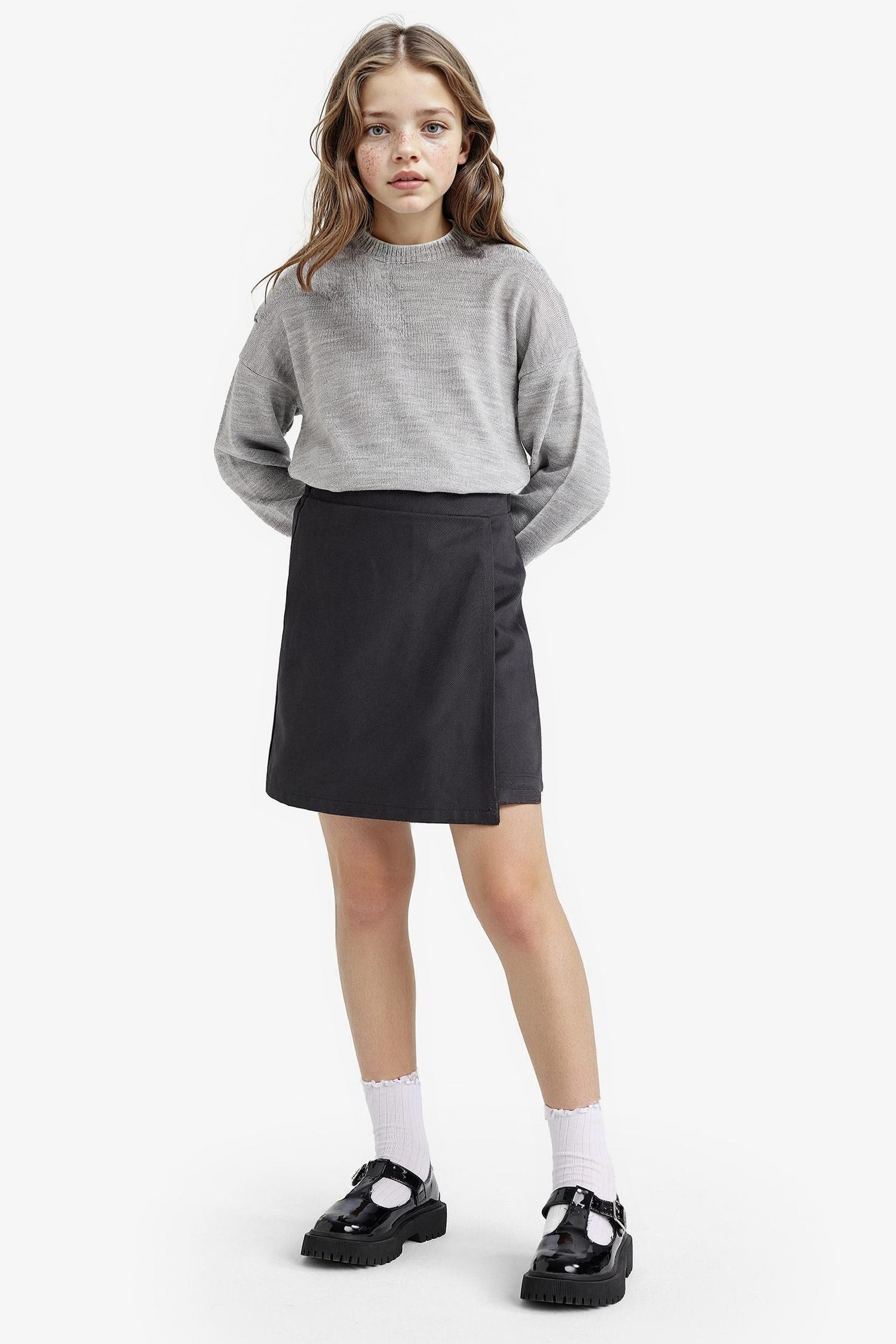 Girl Elastic Waist Gabardine Skort