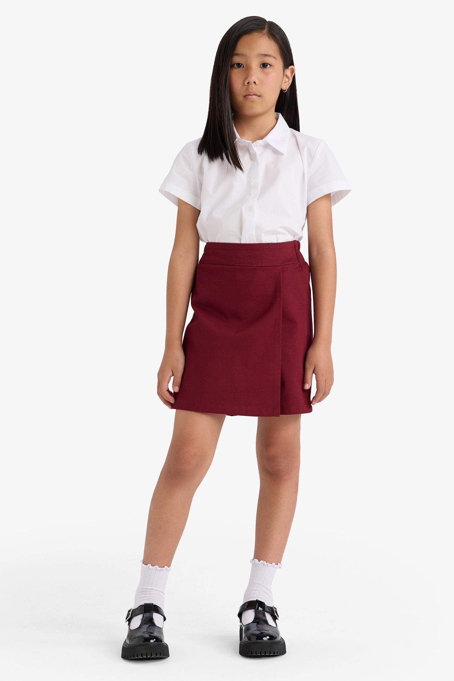 Kız Çocuk Okul Beli Lastikli Gabardin Şort Etek