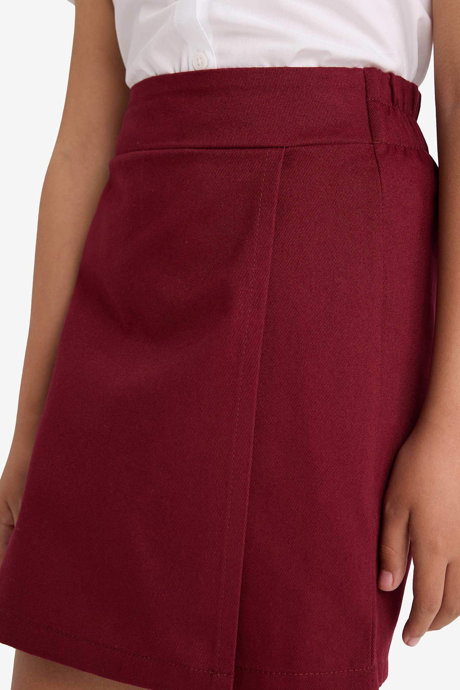 Kız Çocuk Okul Beli Lastikli Gabardin Şort Etek