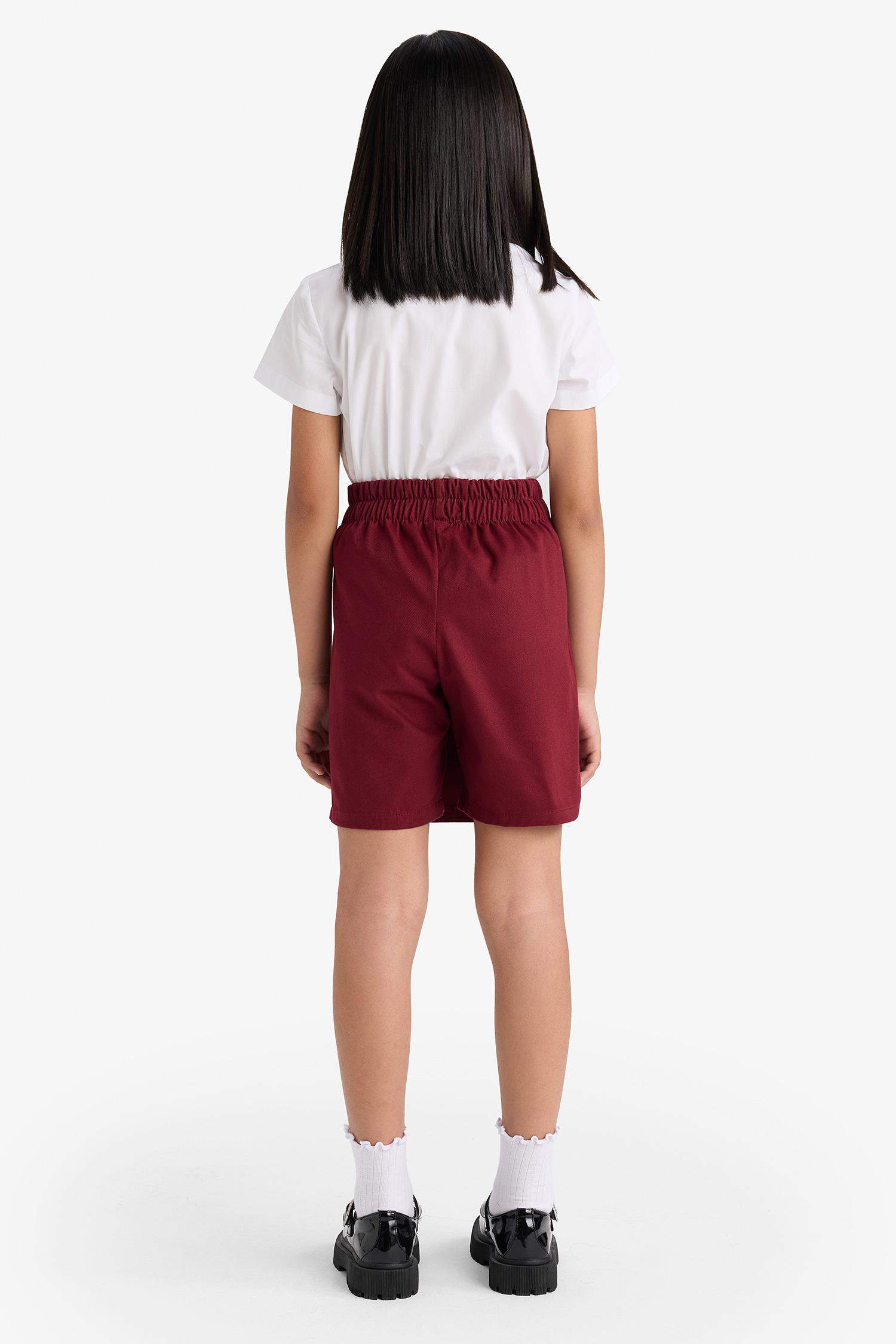 Kız Çocuk Okul Beli Lastikli Gabardin Şort Etek