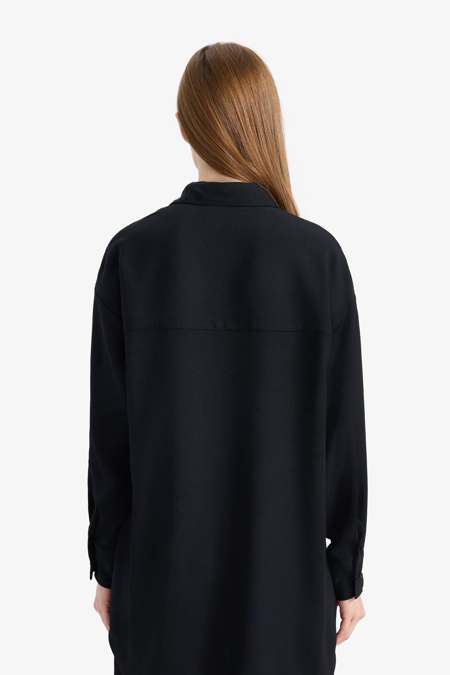 Relax Fit Twill Shirt Collar Long Sleeve Tunic