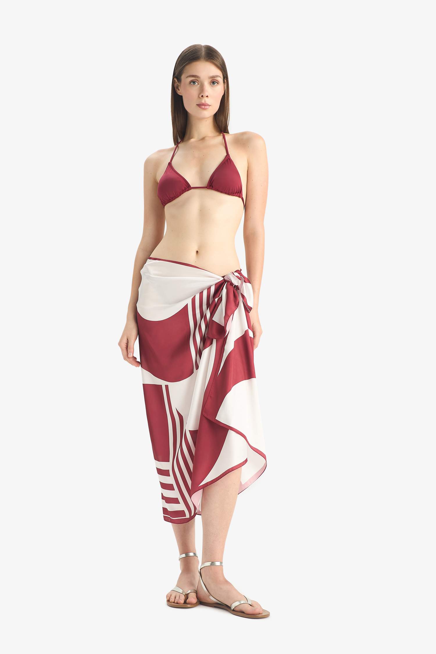 Patterned Satin Beachwear