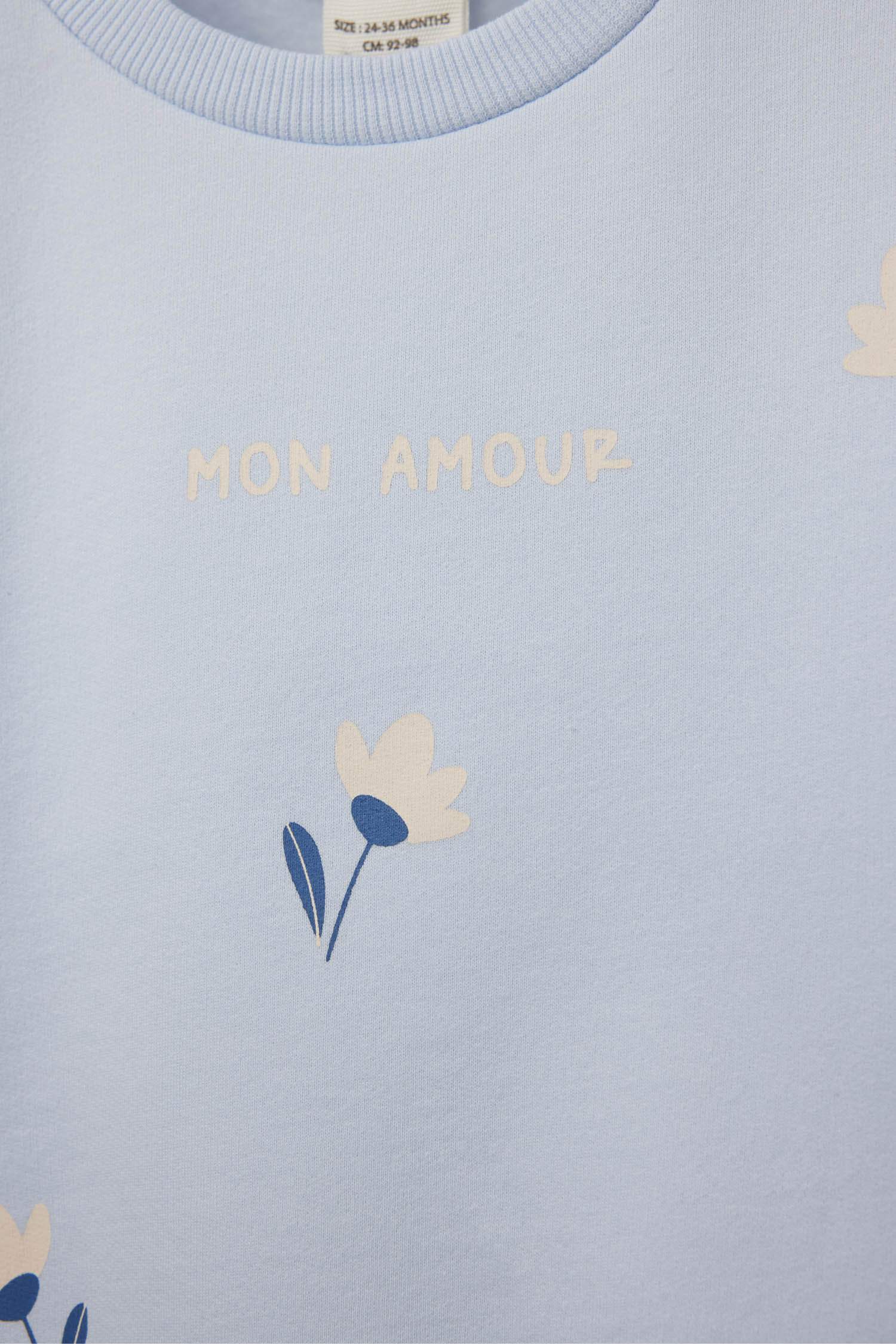 سويت شيرت بيبي بناتي فلورال قصة عادية ببطانة ناعمة - قطعتين