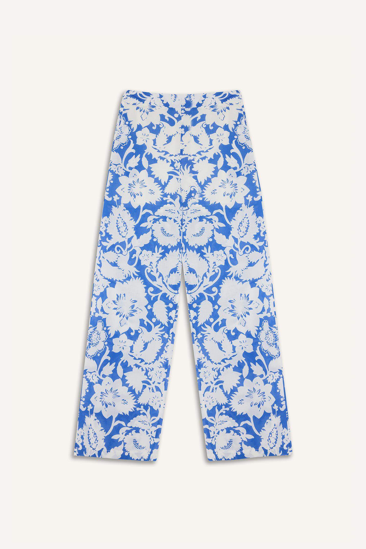 Палласо брюки с рисунком из вуали с высокой талией и широкими штанинами