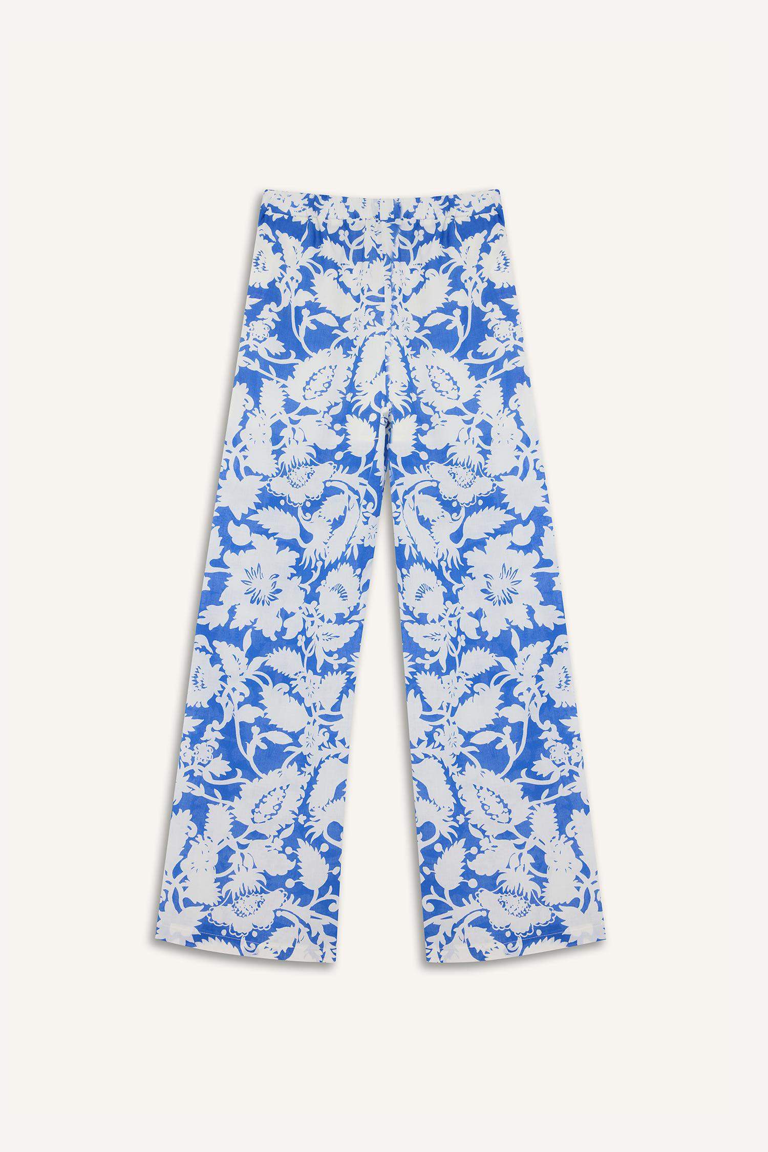 Палласо брюки с рисунком из вуали с высокой талией и широкими штанинами