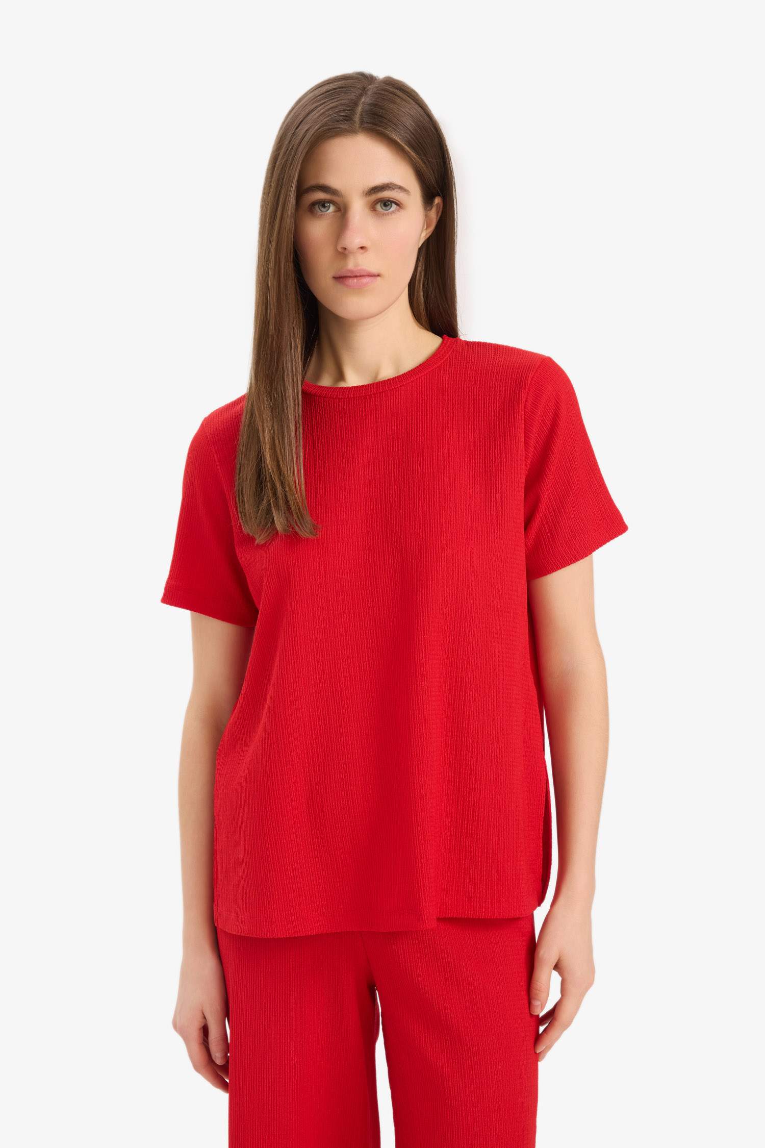 Regular Fit 2'li Bürümcük Takım Kısa Kollu Tişört Beli Lastikli Kapri