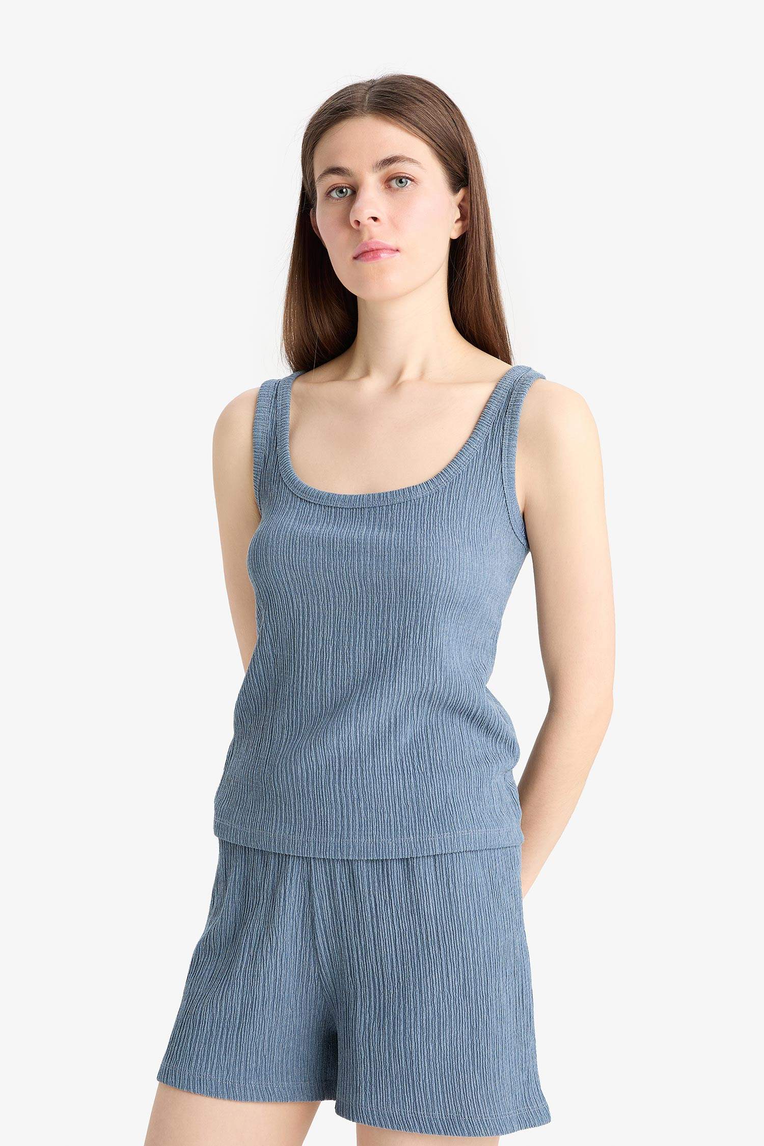 Regular Fit 2'li Takım Bürümcük Atlet Şort