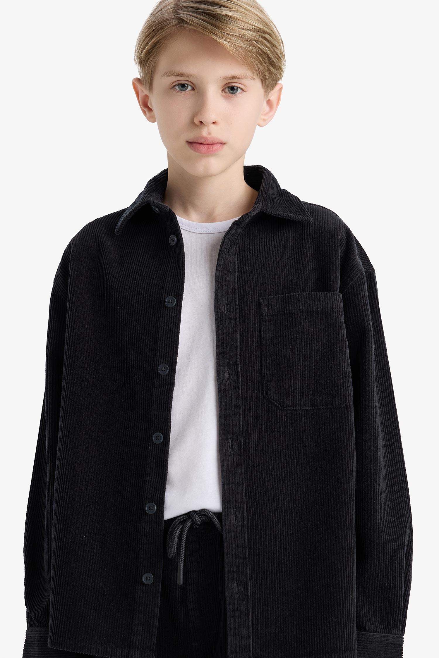 Boy Oversize Fit Long Sleeve Velvet Shirt
