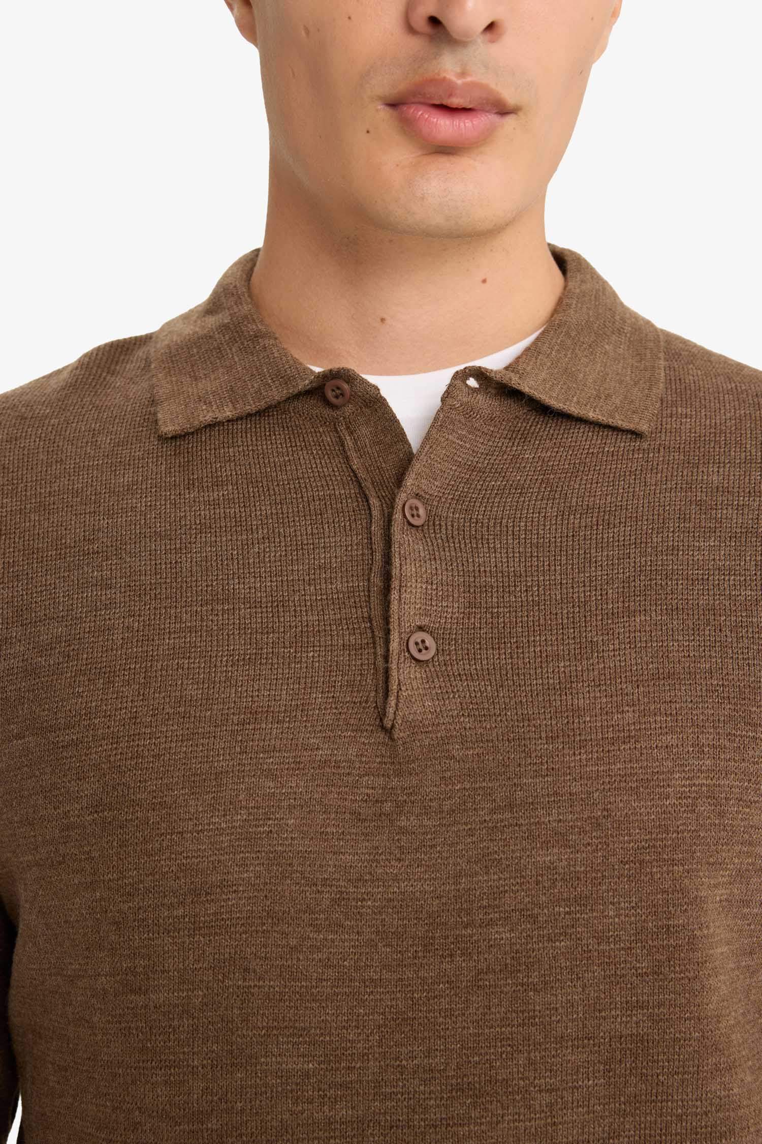 Standard Fit Polo Collar Knitwear Pullover