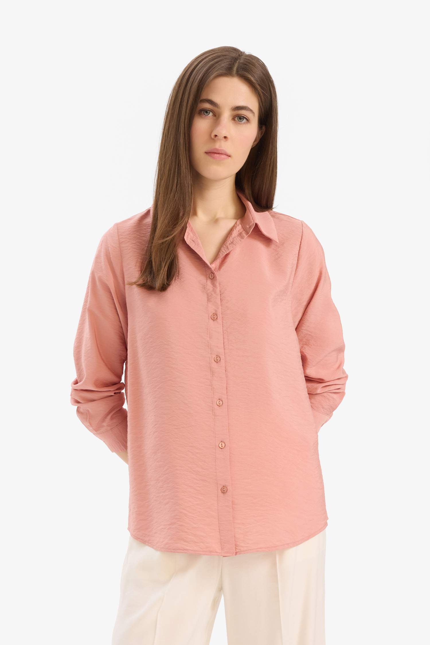 Regular Fit Basic Düz Uzun Kollu Gömlek