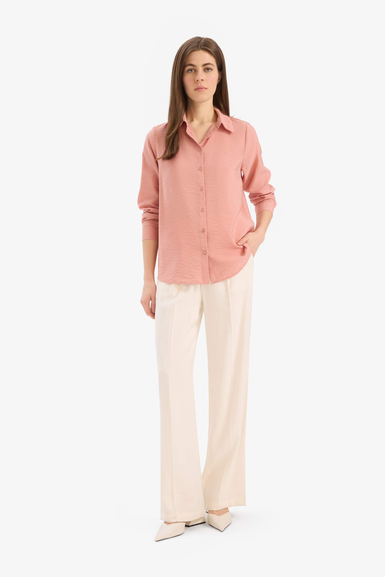 Regular Fit Basic Düz Uzun Kollu Gömlek