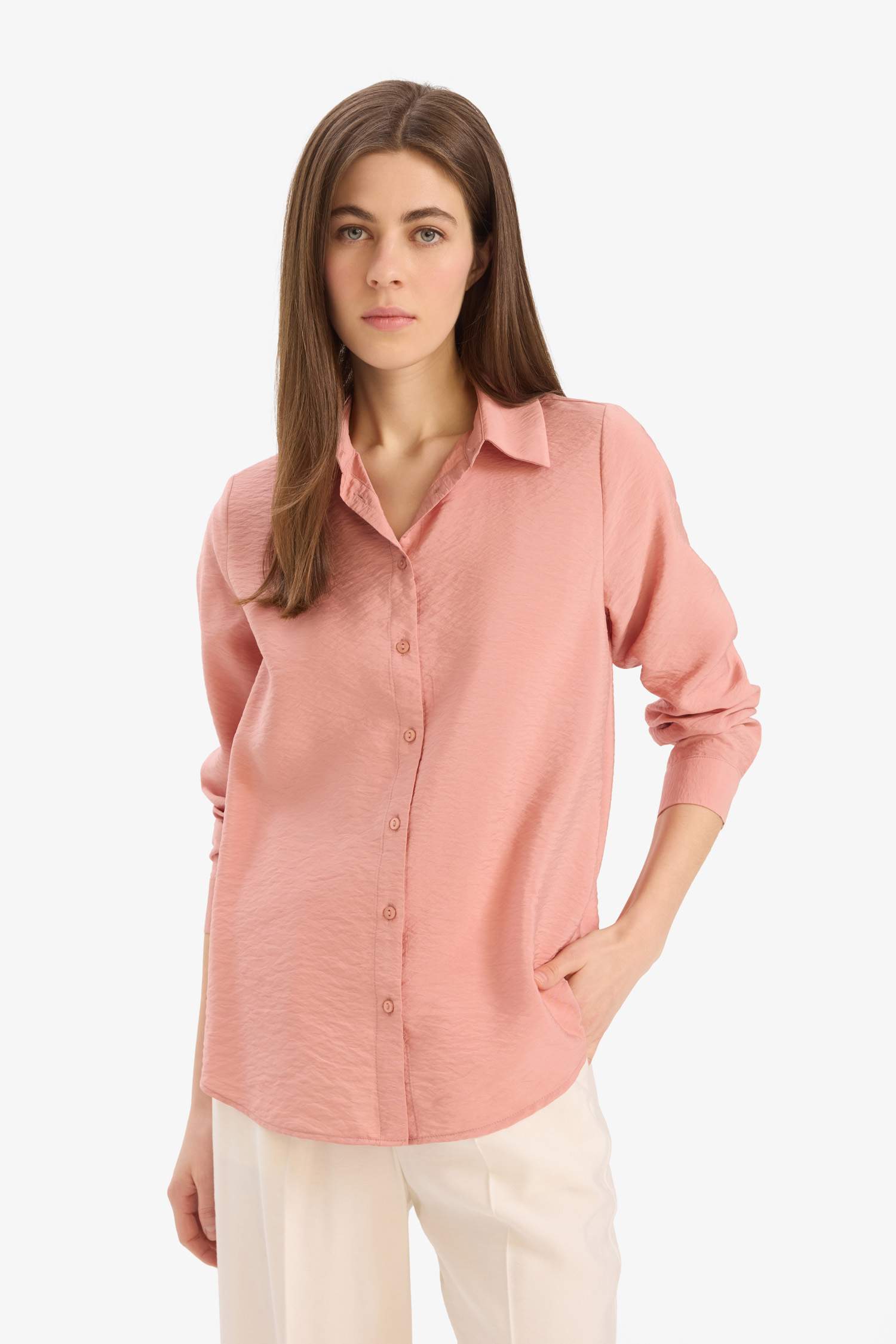 Regular Fit Basic Düz Uzun Kollu Gömlek