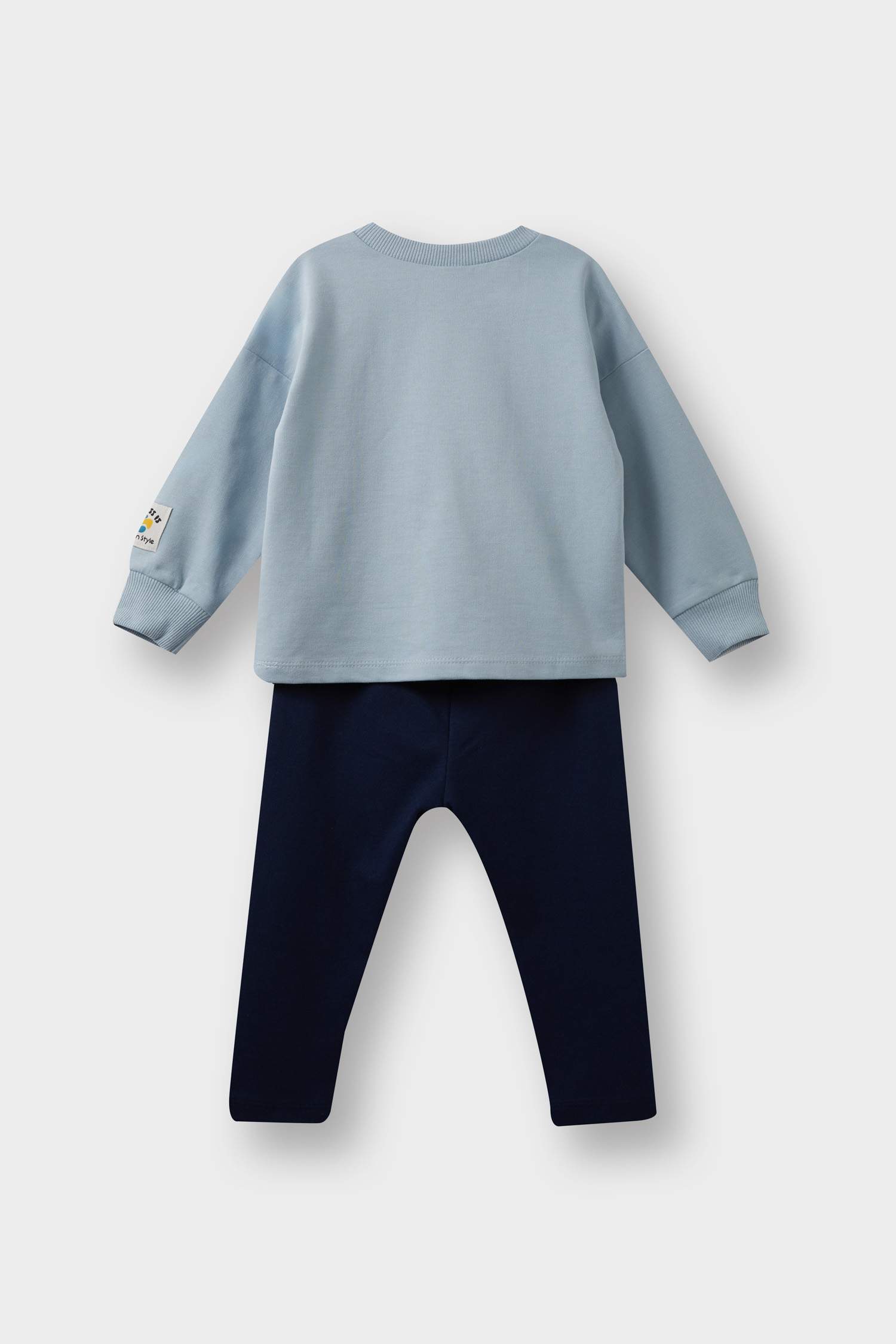 Erkek Bebek 2'li Takım Etiket Baskılı Sweatshirt Eşofman Altı