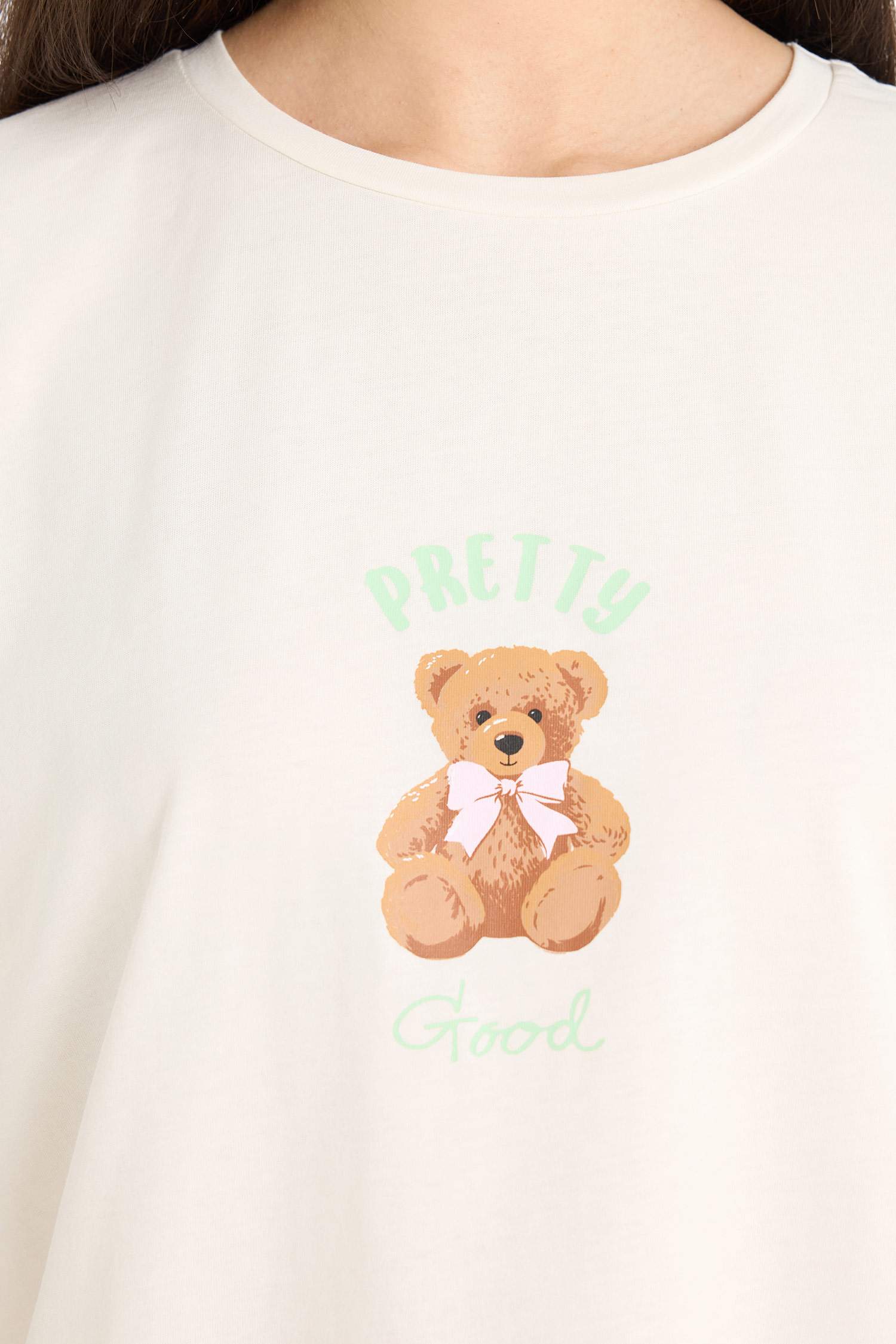 Pijama Takımı Kısa Kollu Baskılı Üst Beli Lastikli Şort