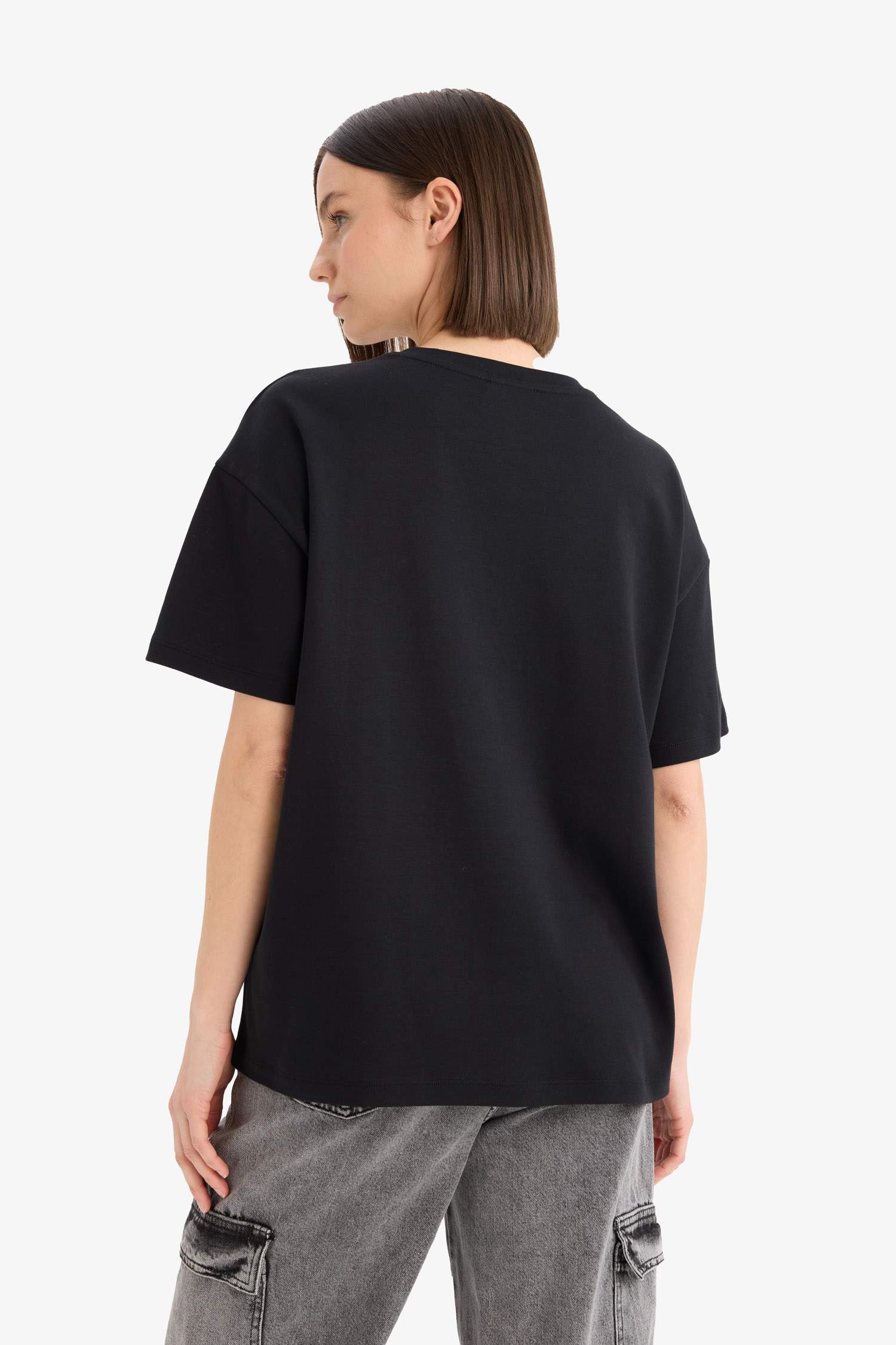 Oversize Fit Crew Neck Printed Short Sleeve T-Shirt
