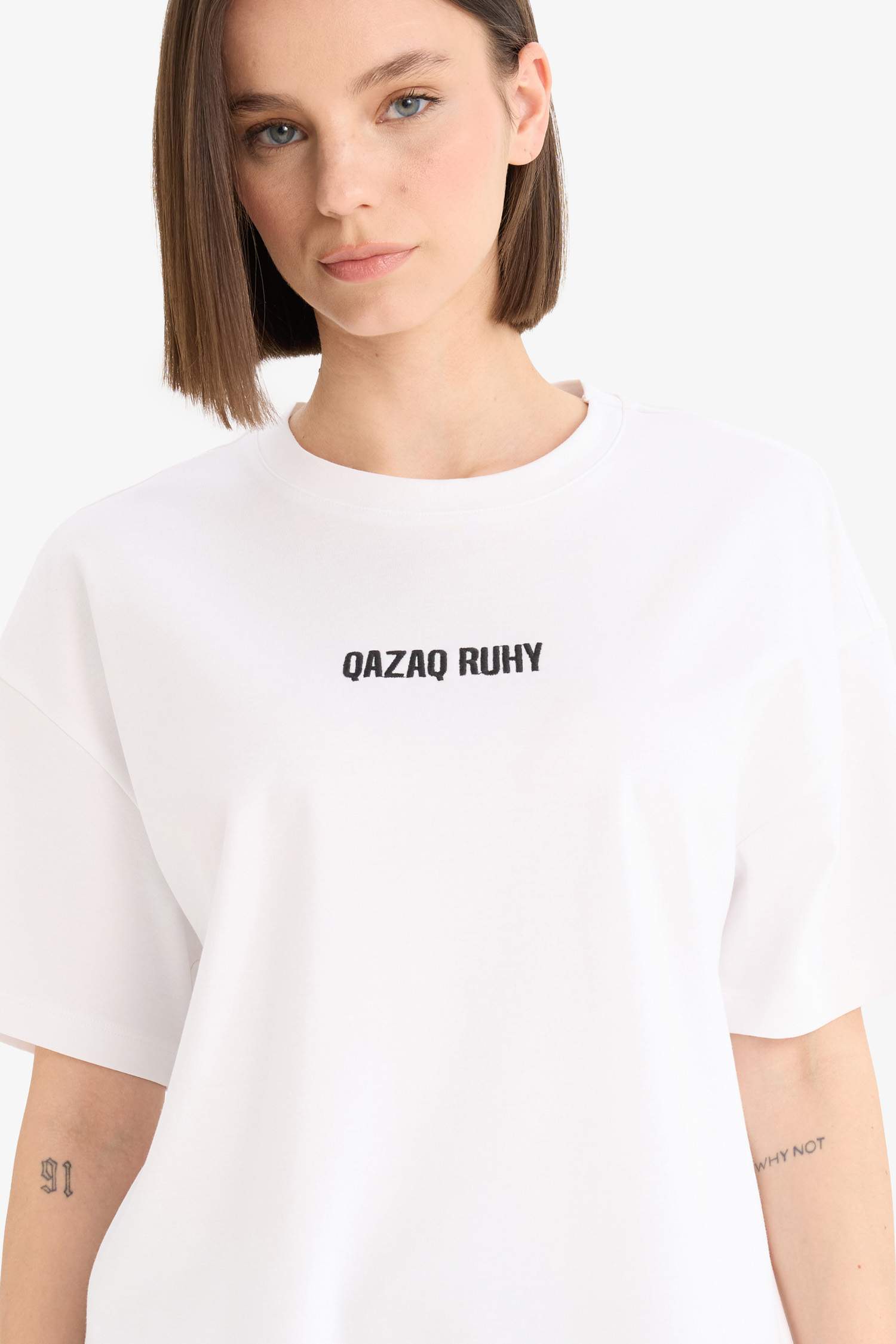 Oversize Fit Crew Neck Printed Short Sleeve T-Shirt