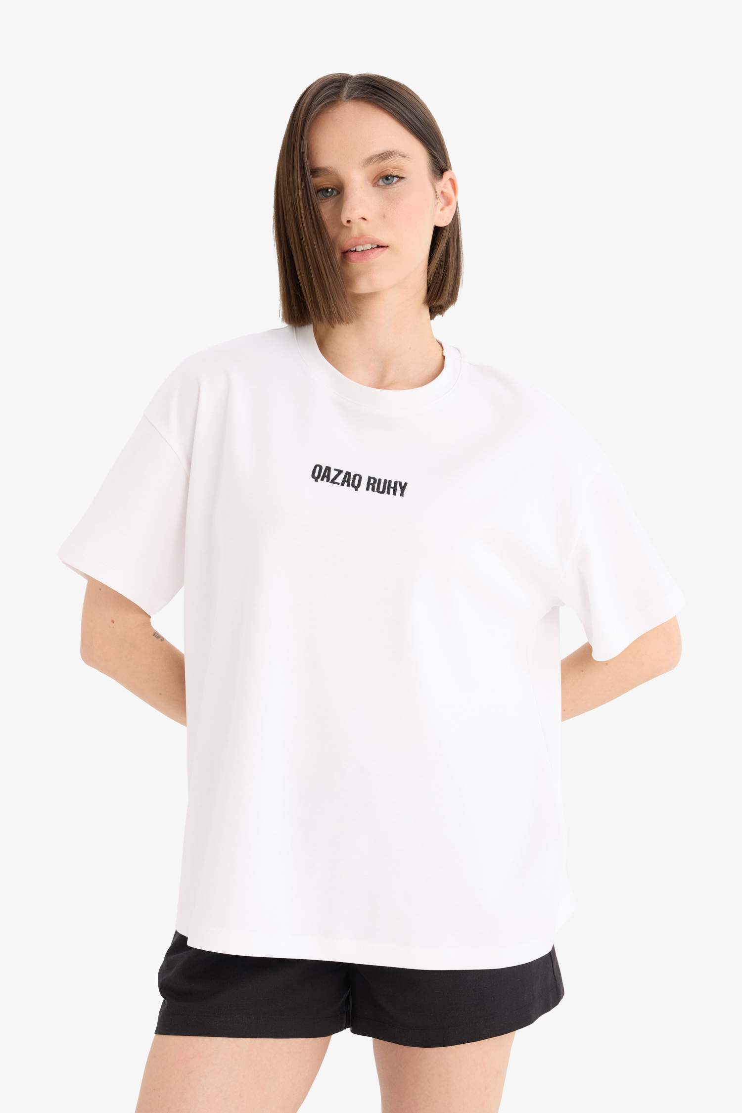 Oversize Fit Crew Neck Printed Short Sleeve T-Shirt