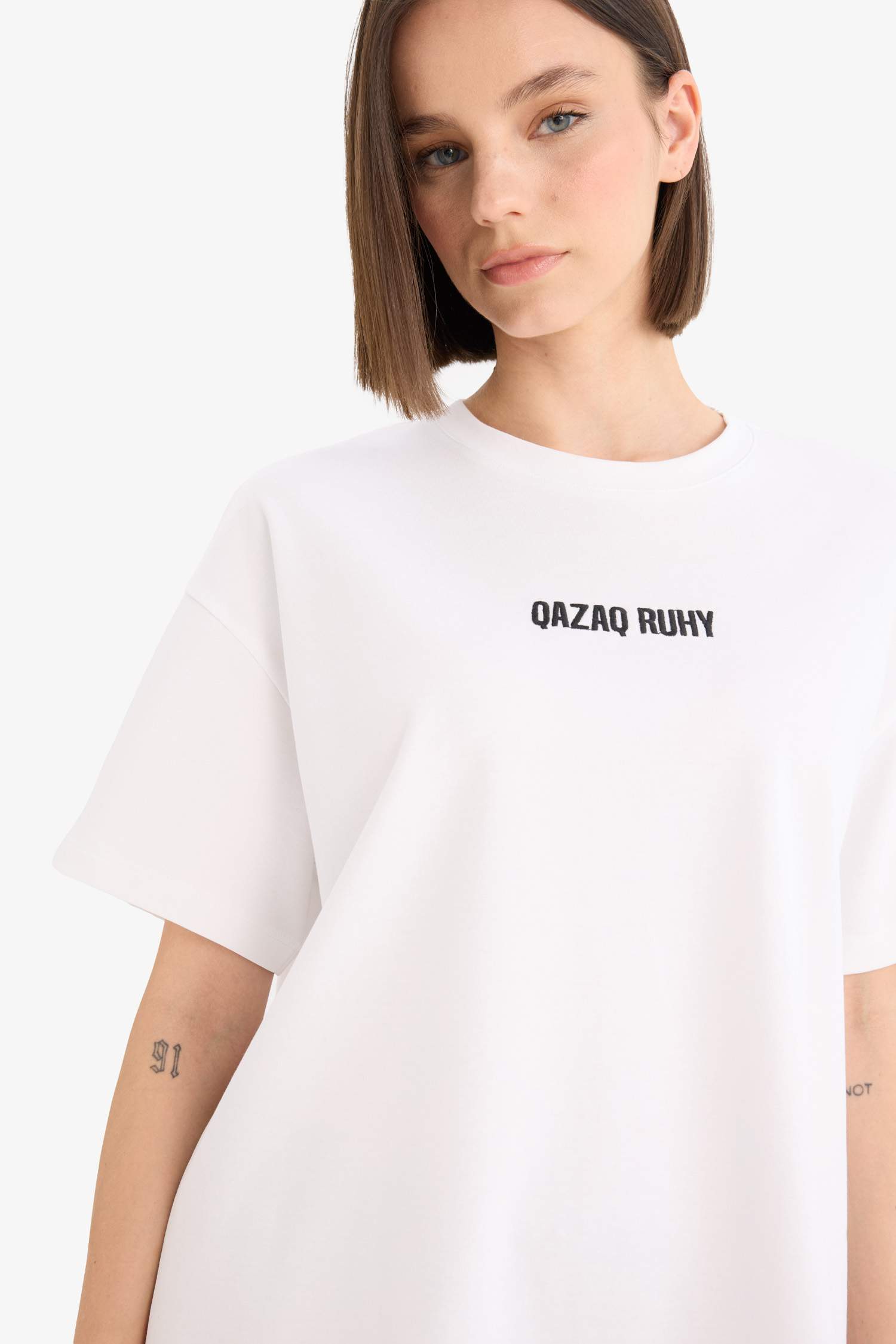 Oversize Fit Crew Neck Printed Short Sleeve T-Shirt