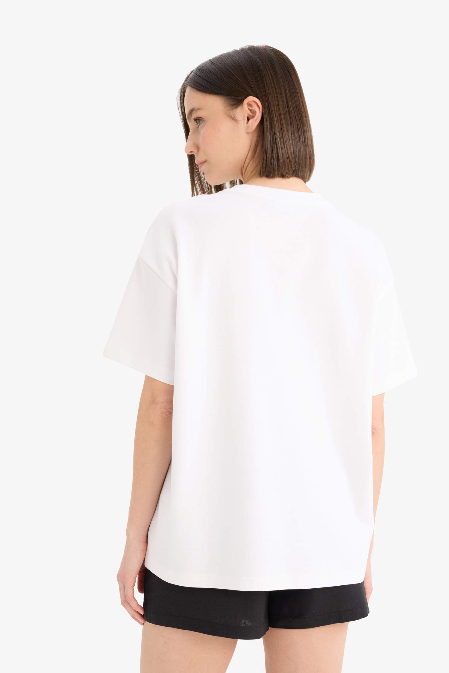 Oversize Fit Crew Neck Printed Short Sleeve T-Shirt