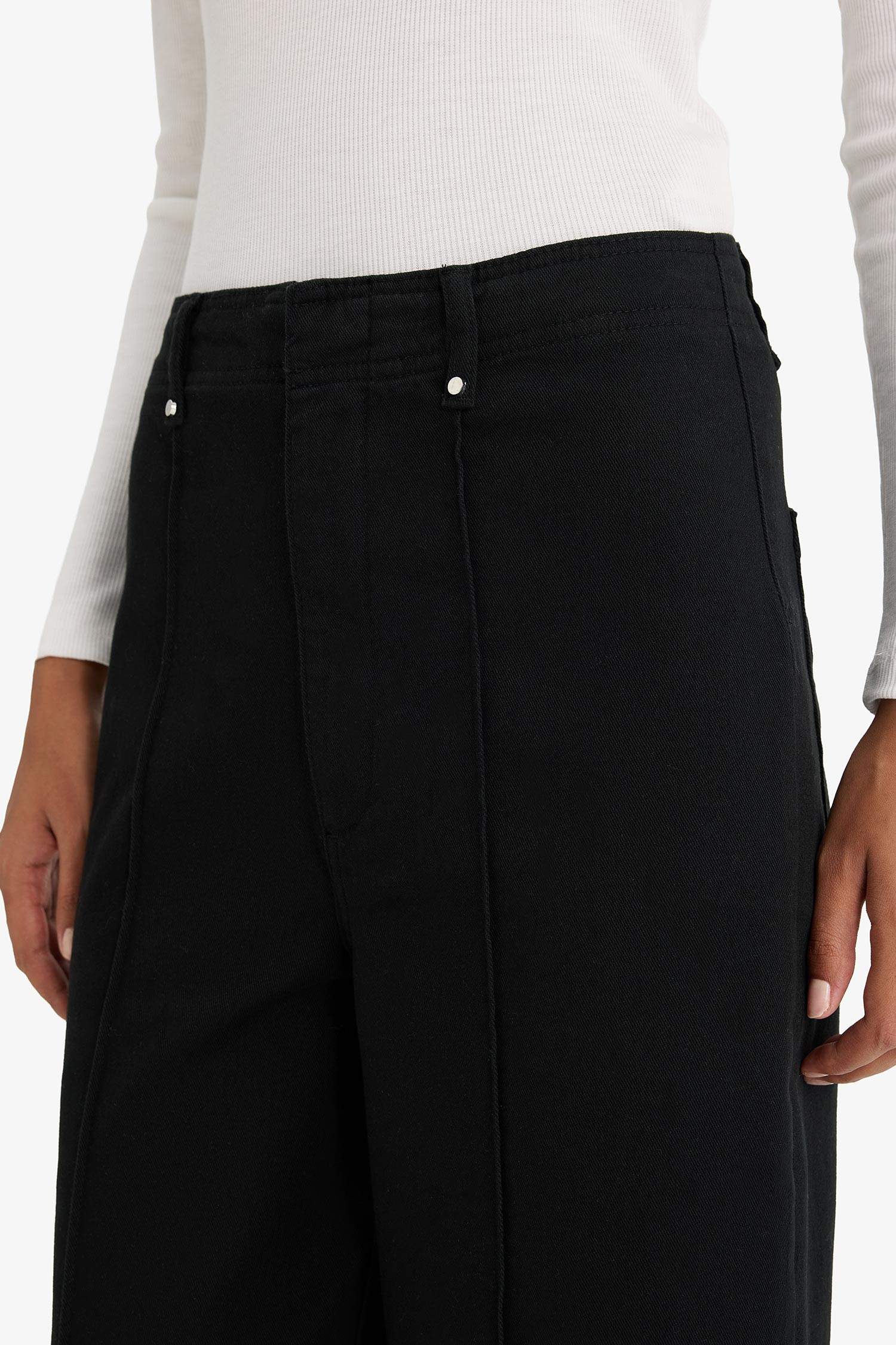 بنطلون جبردين حريمي وايد ليج برجل واسع وخصر عالي