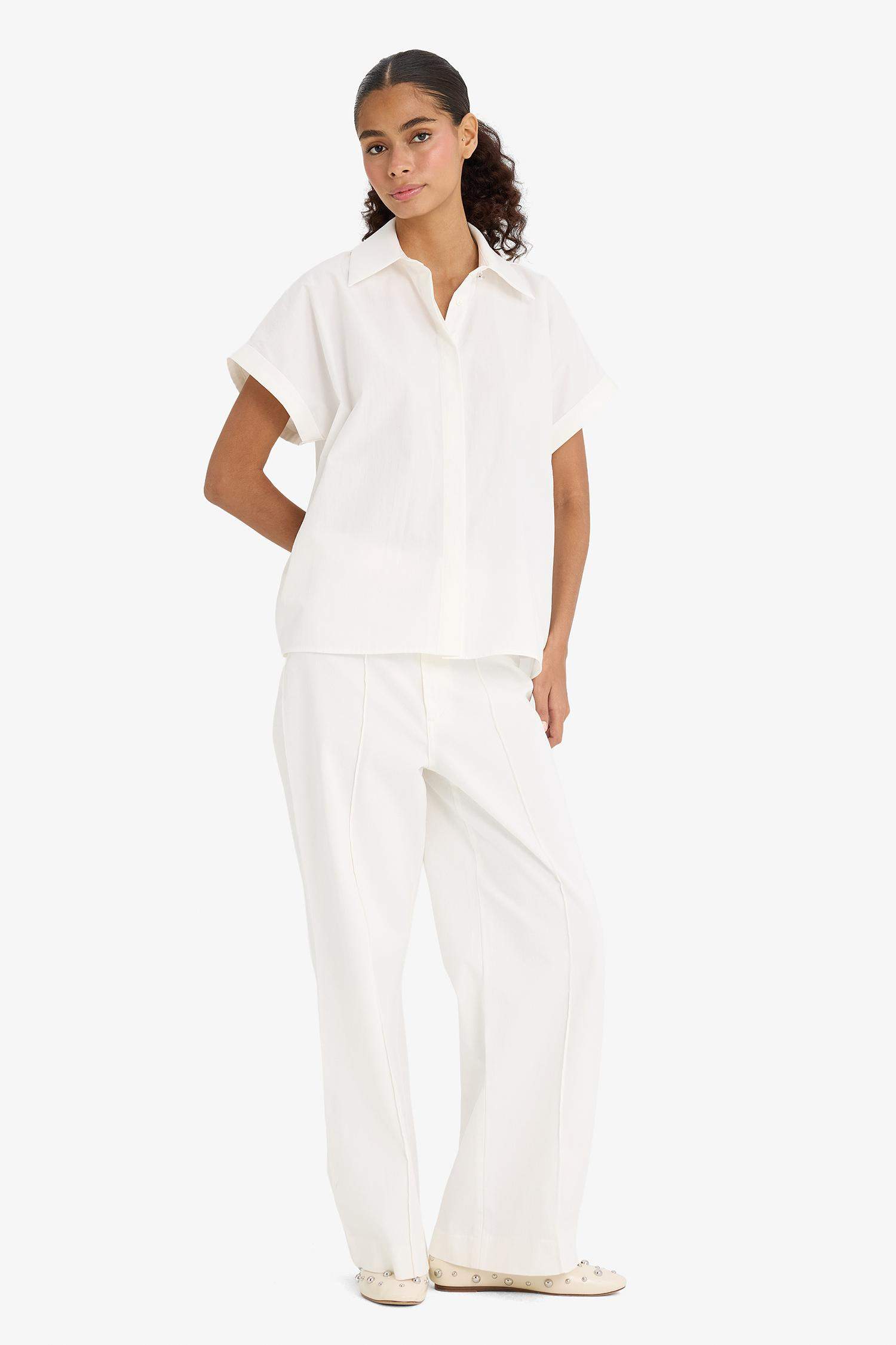 Wide Leg Cepli Yüksek Bel Gabardin Pantolon