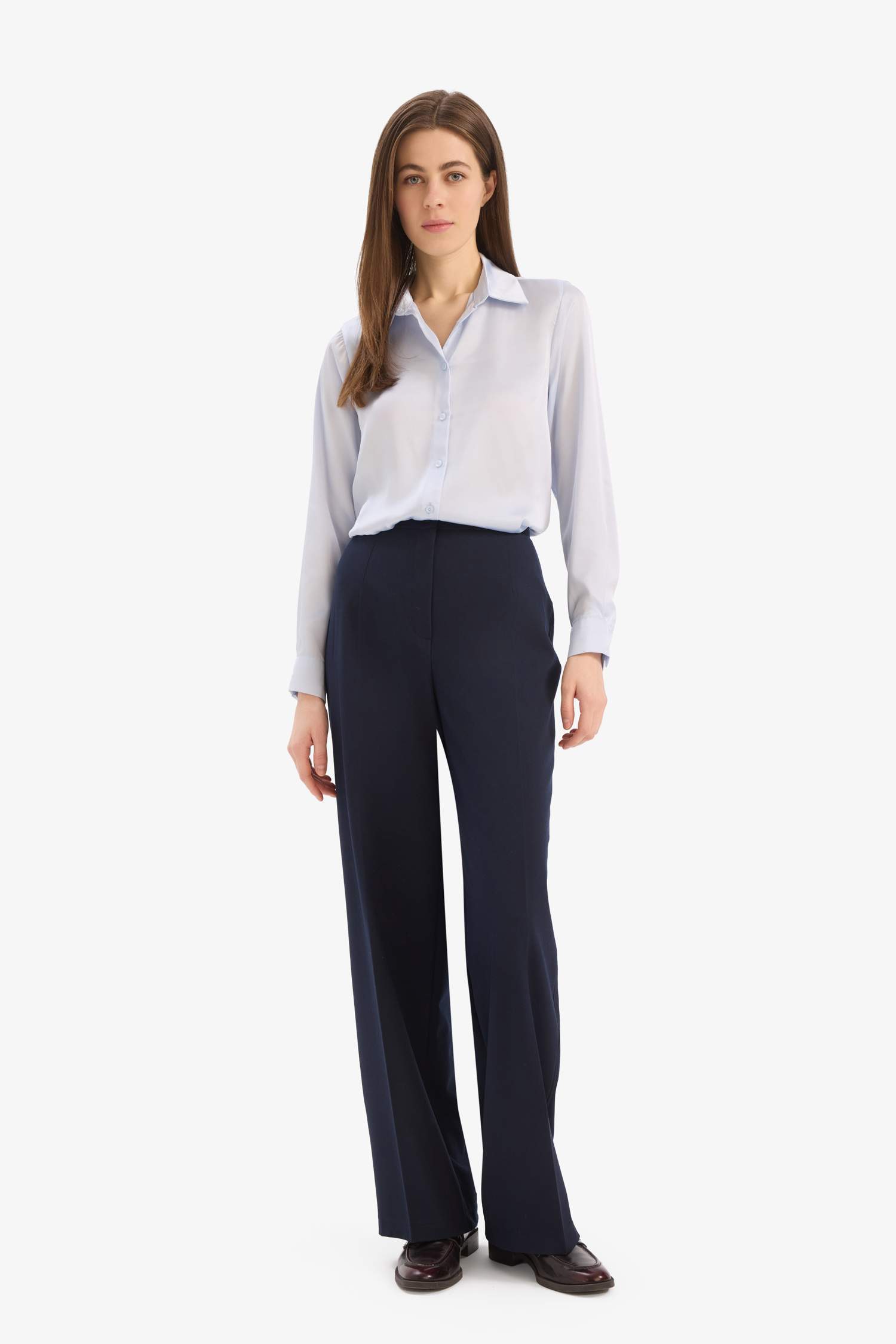 Oversize Geniş Kalıp Desenli Oxford Uzun Kollu Gömlek