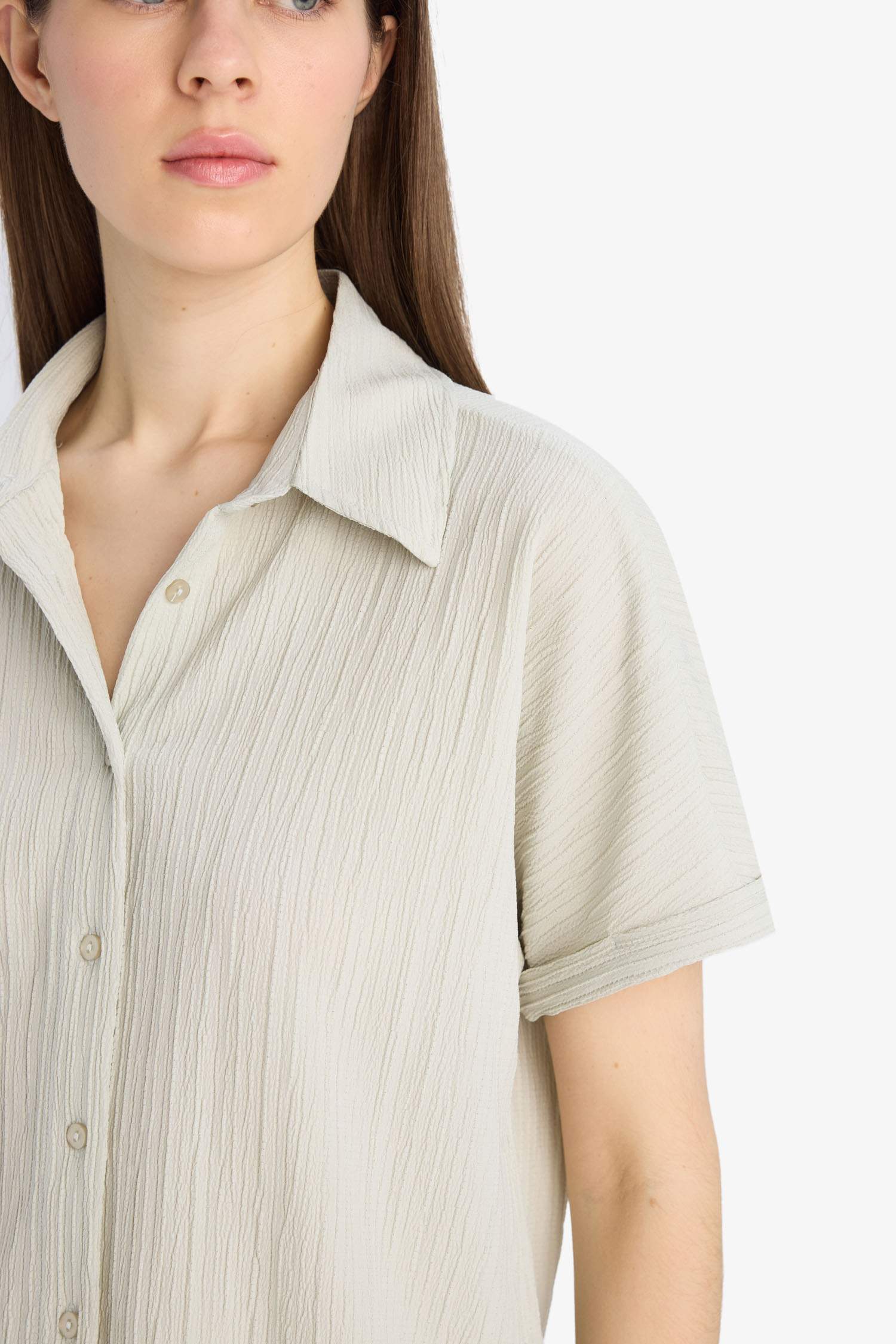 Regular Fit Shirt Collar Short Sleeve Shirt