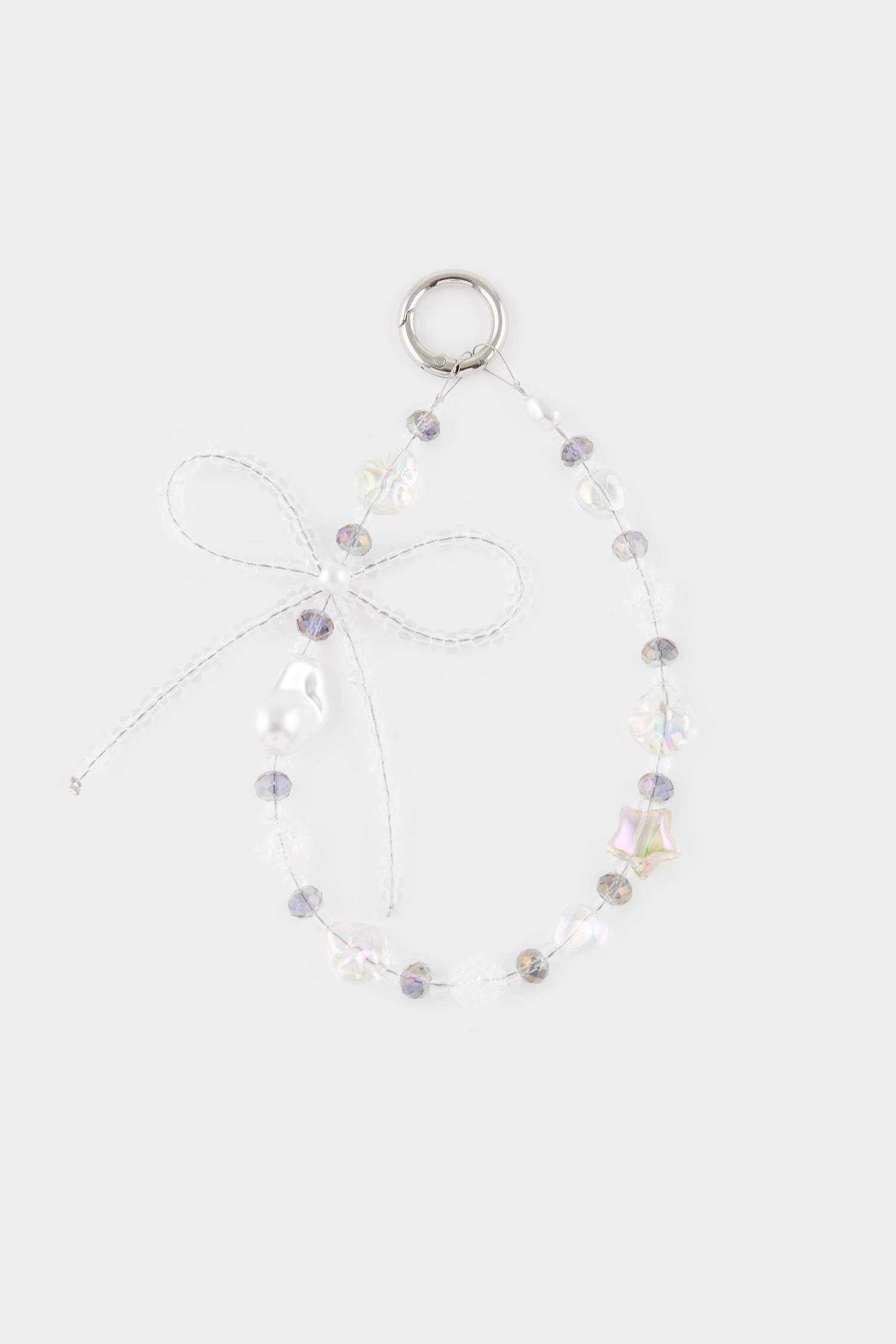 Woman Bow Stoned Charm Keychain