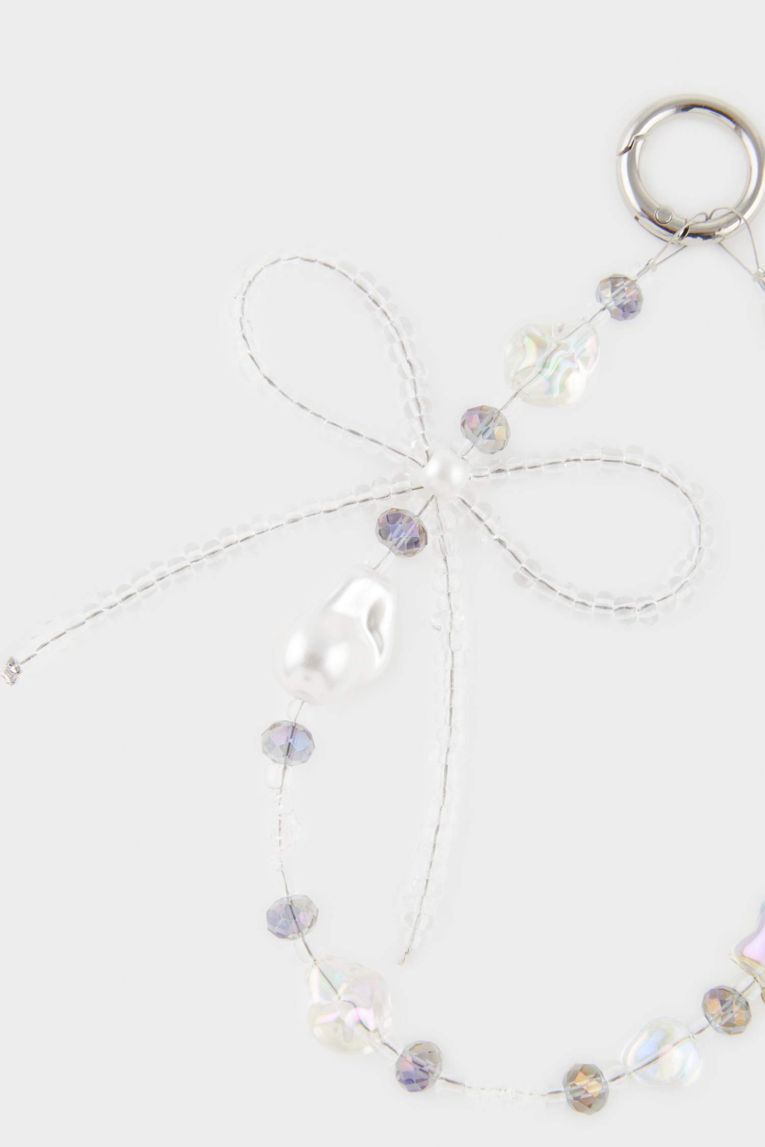 Woman Bow Stoned Charm Keychain