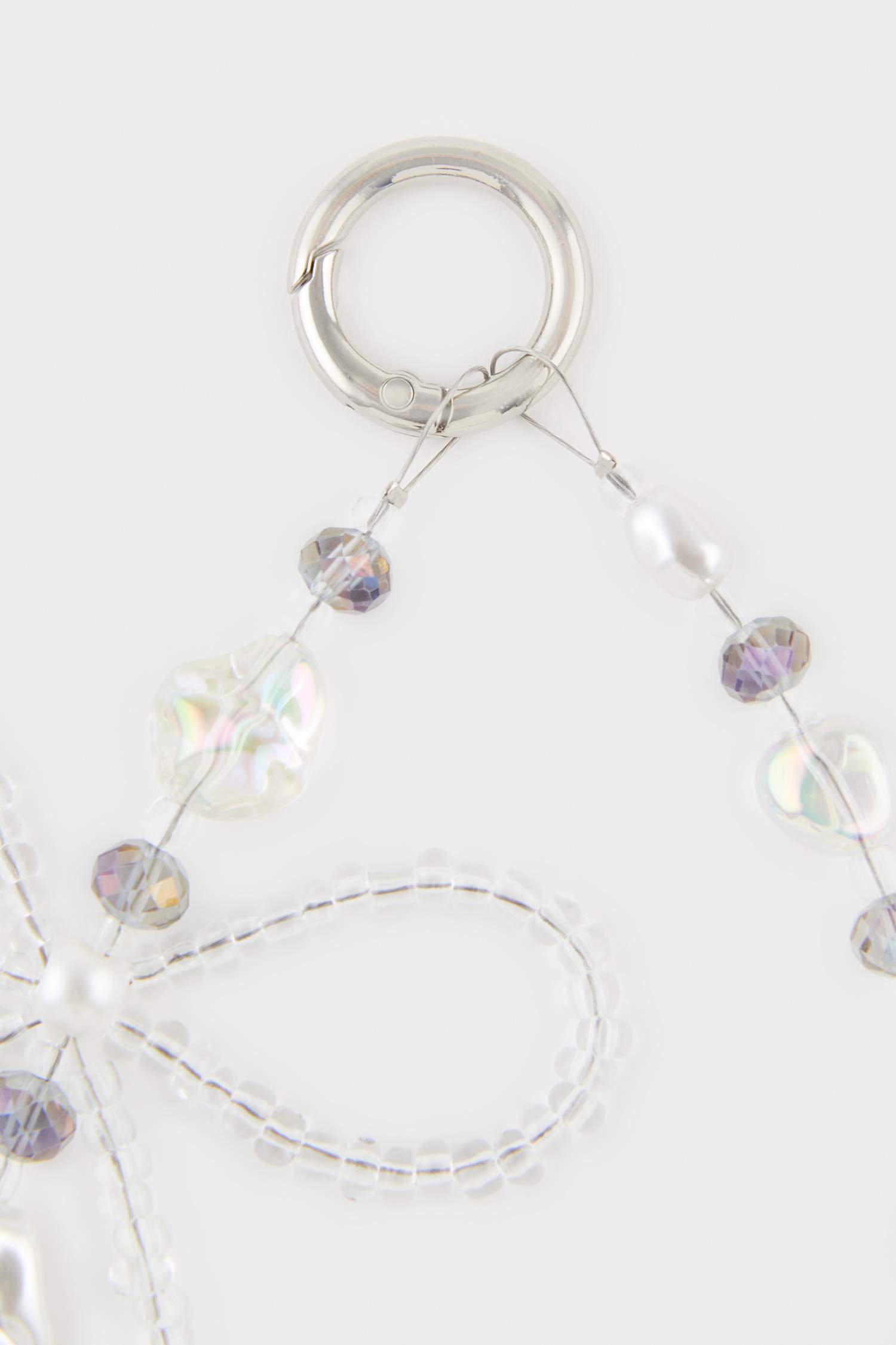 Woman Bow Stoned Charm Keychain