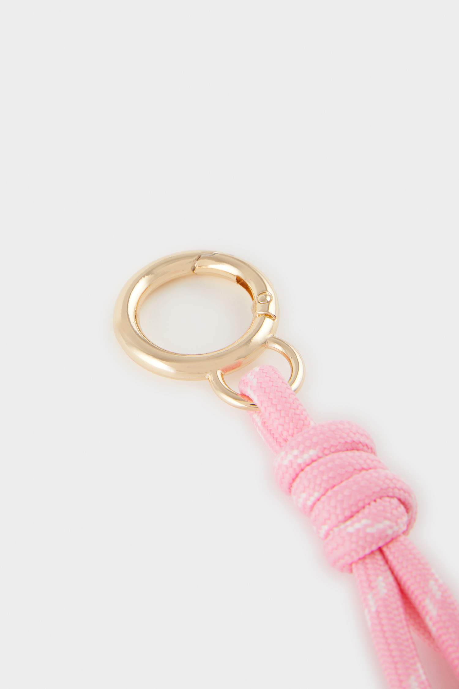 Woman Pink Cord Heart Ribbon Charm Keychain