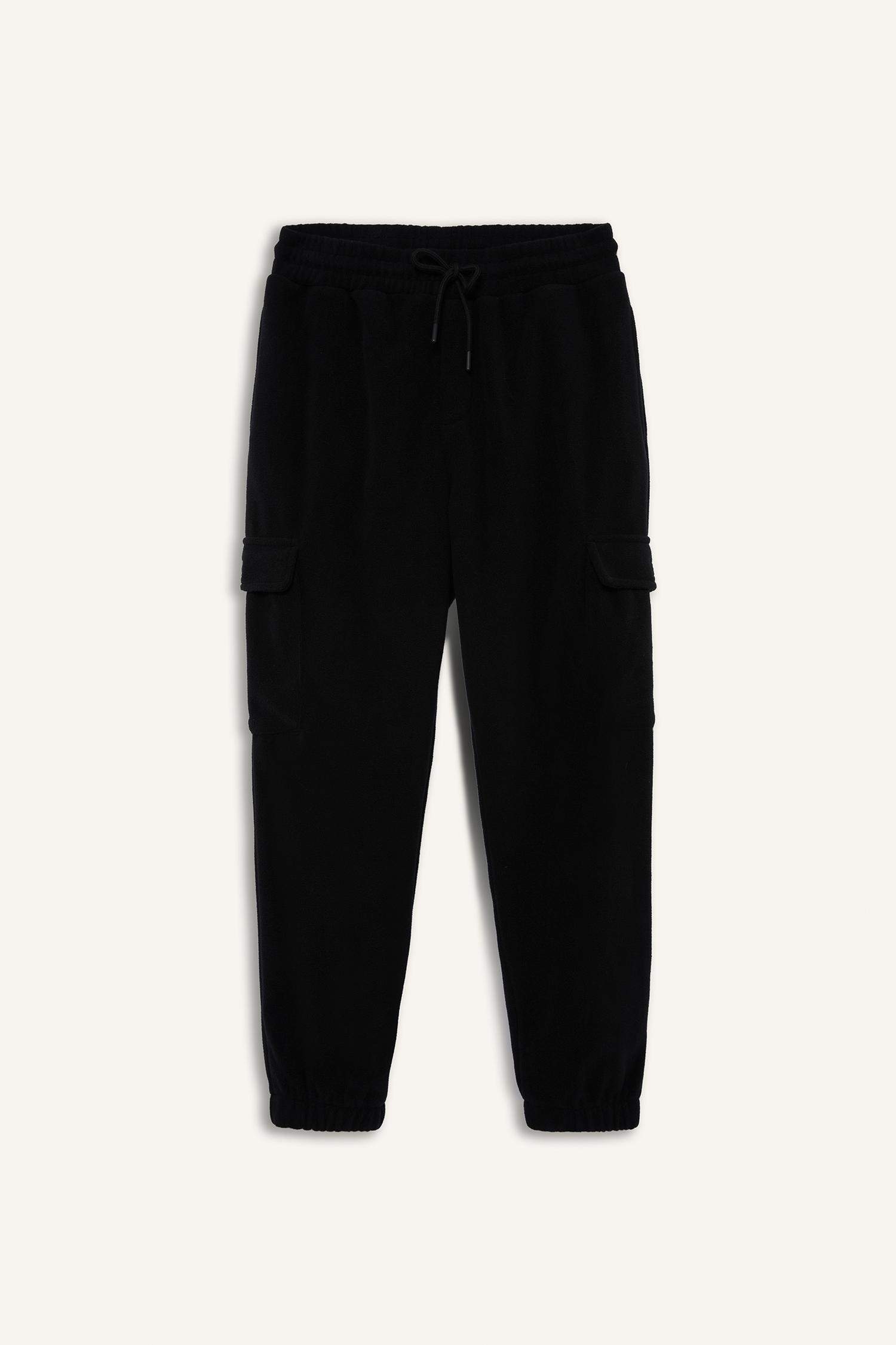 Regular Fit Drawstring Waist Fleece Cargo Sweatpants