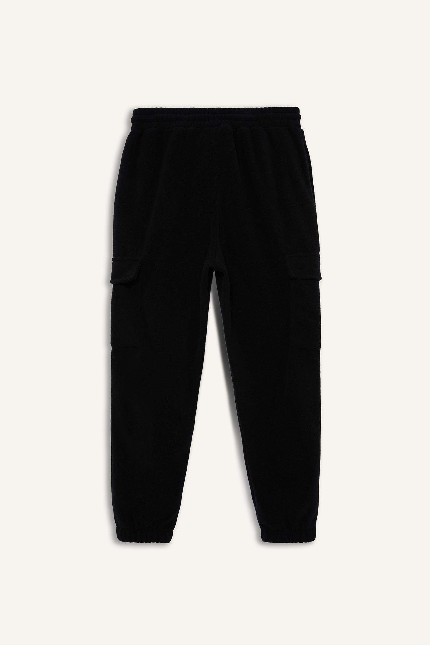 Regular Fit Drawstring Waist Fleece Cargo Sweatpants
