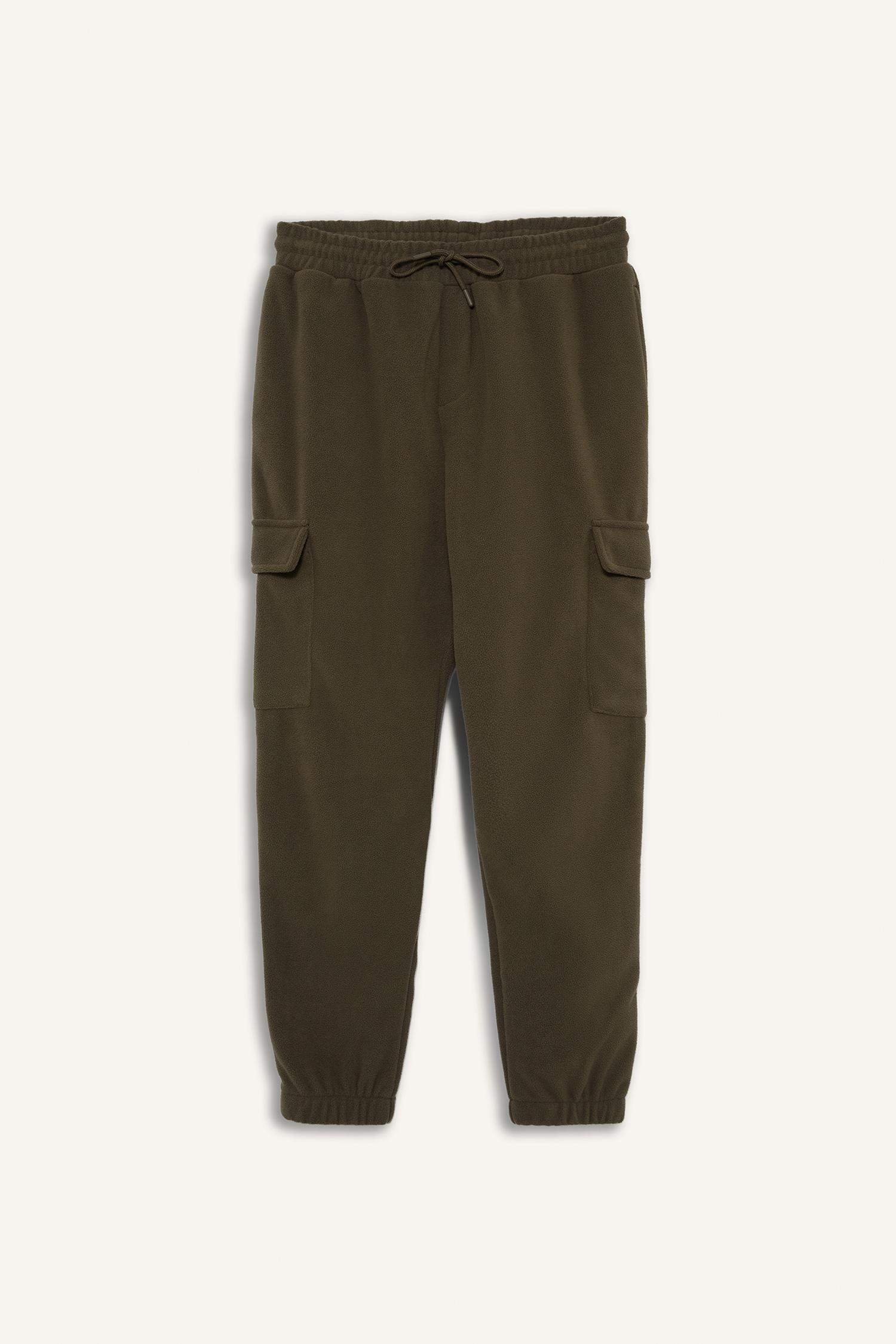 Regular Fit Drawstring Waist Fleece Cargo Sweatpants