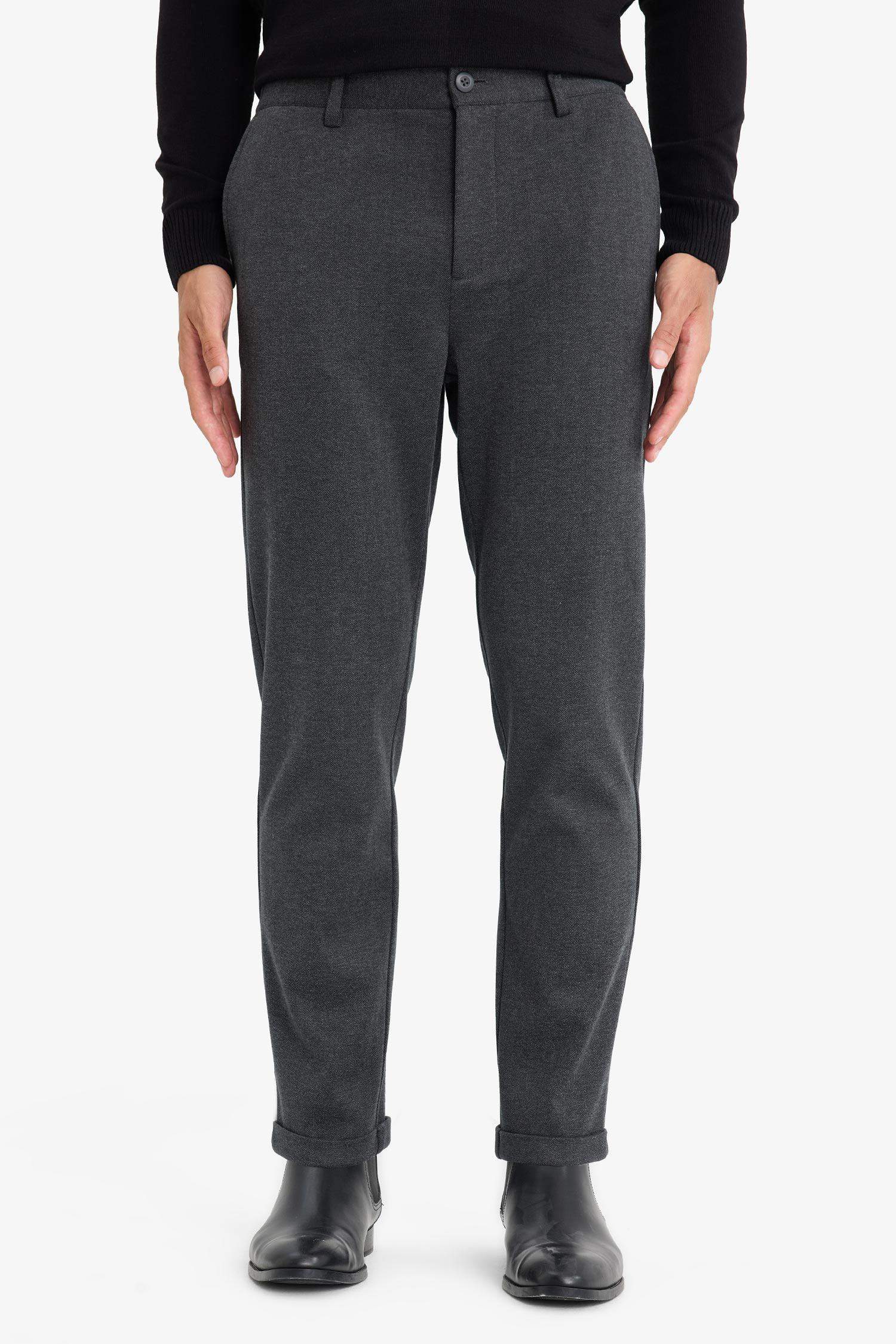 Straight Fit Combed Cotton Trousers