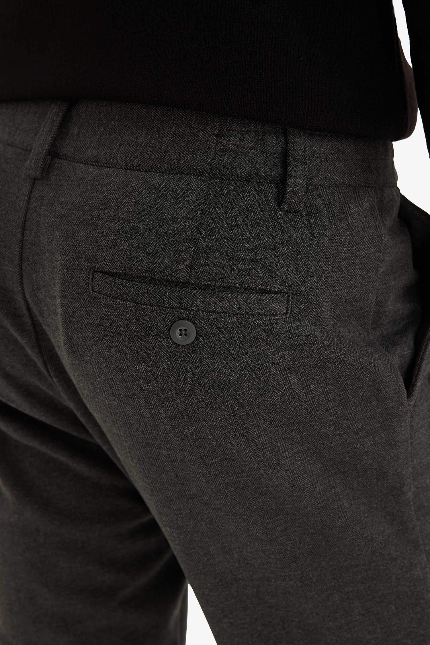 Straight Fit Combed Cotton Trousers