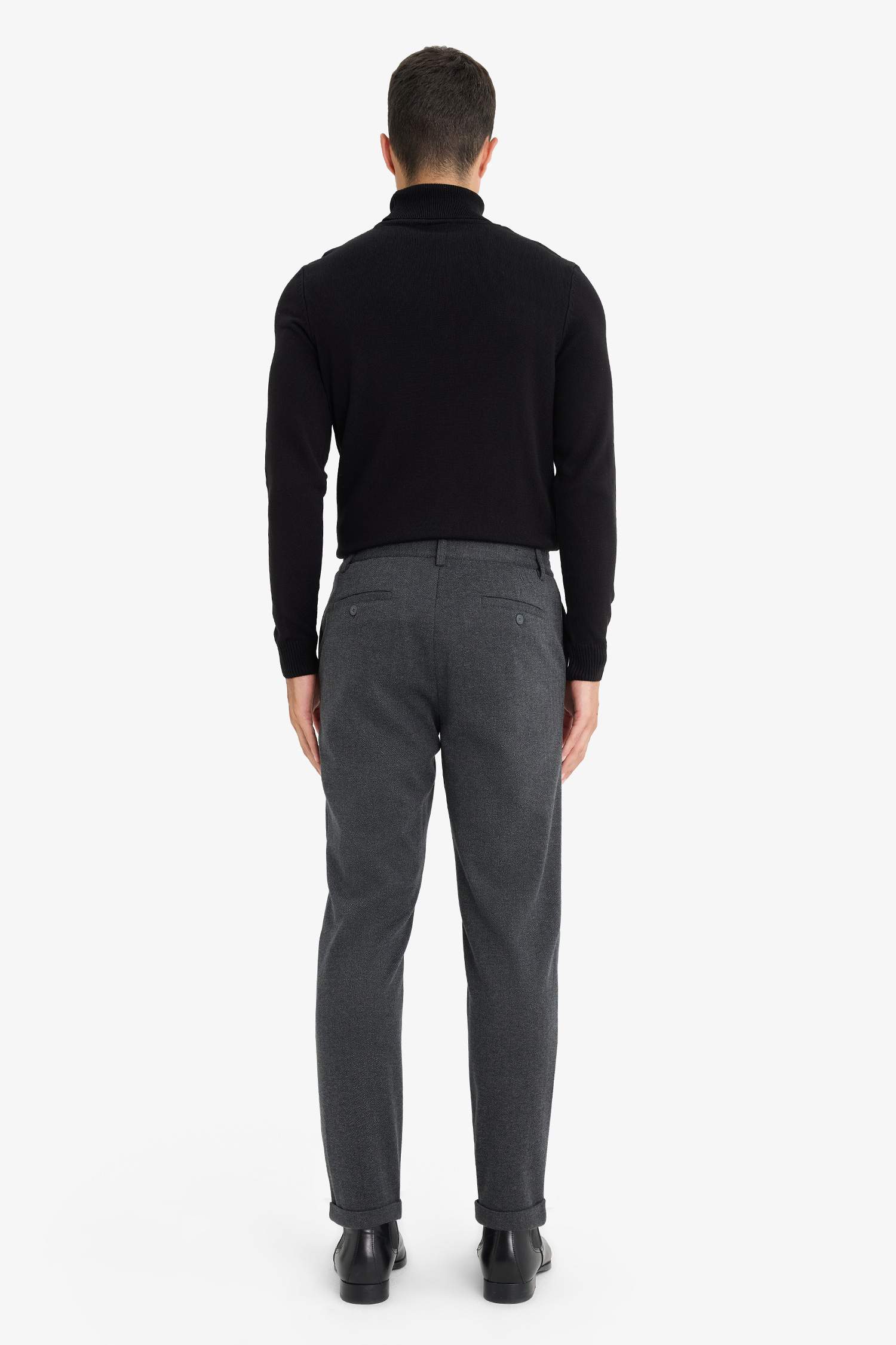 Straight Fit Combed Cotton Trousers