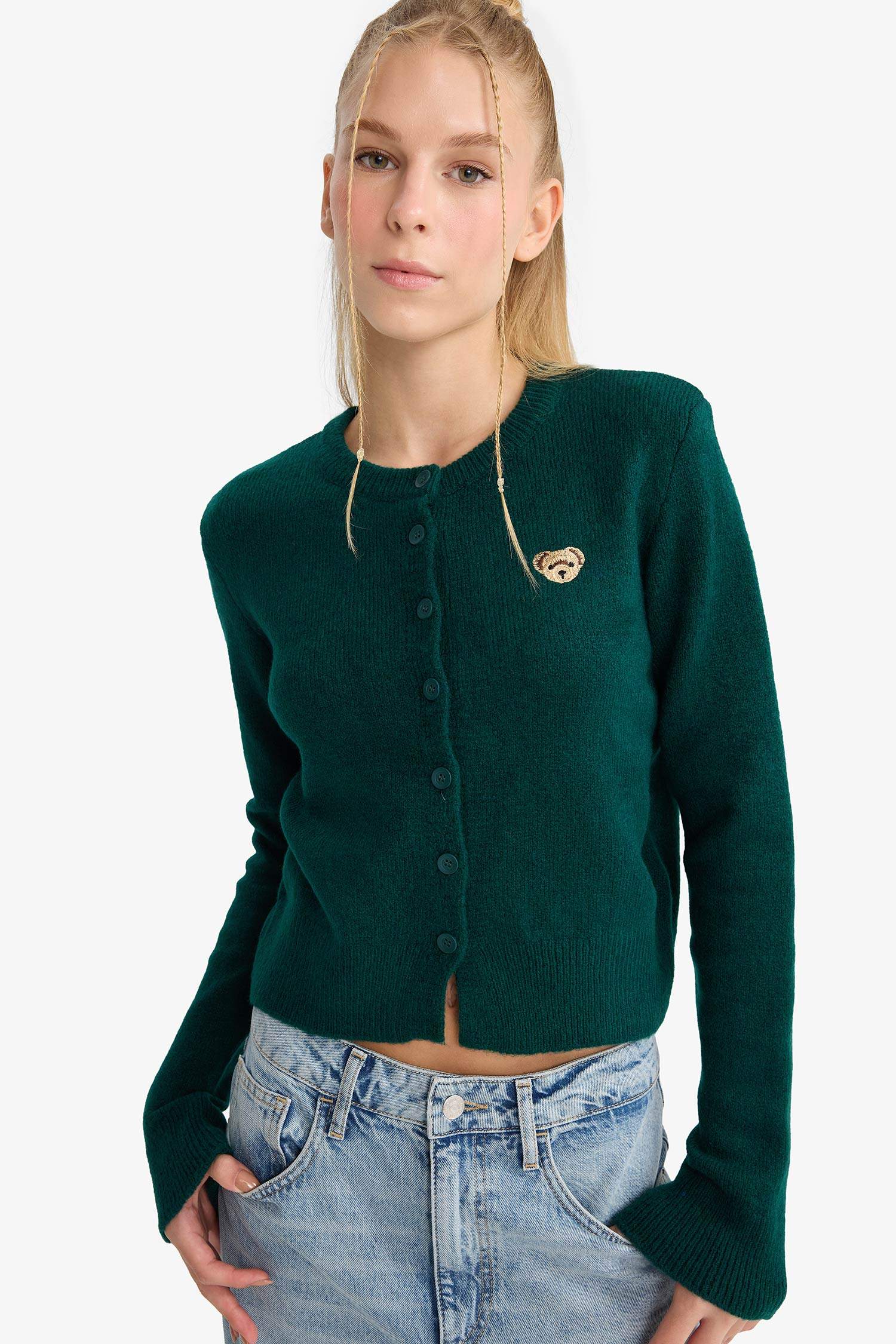 Slim Fit Crew Neck Cardigan