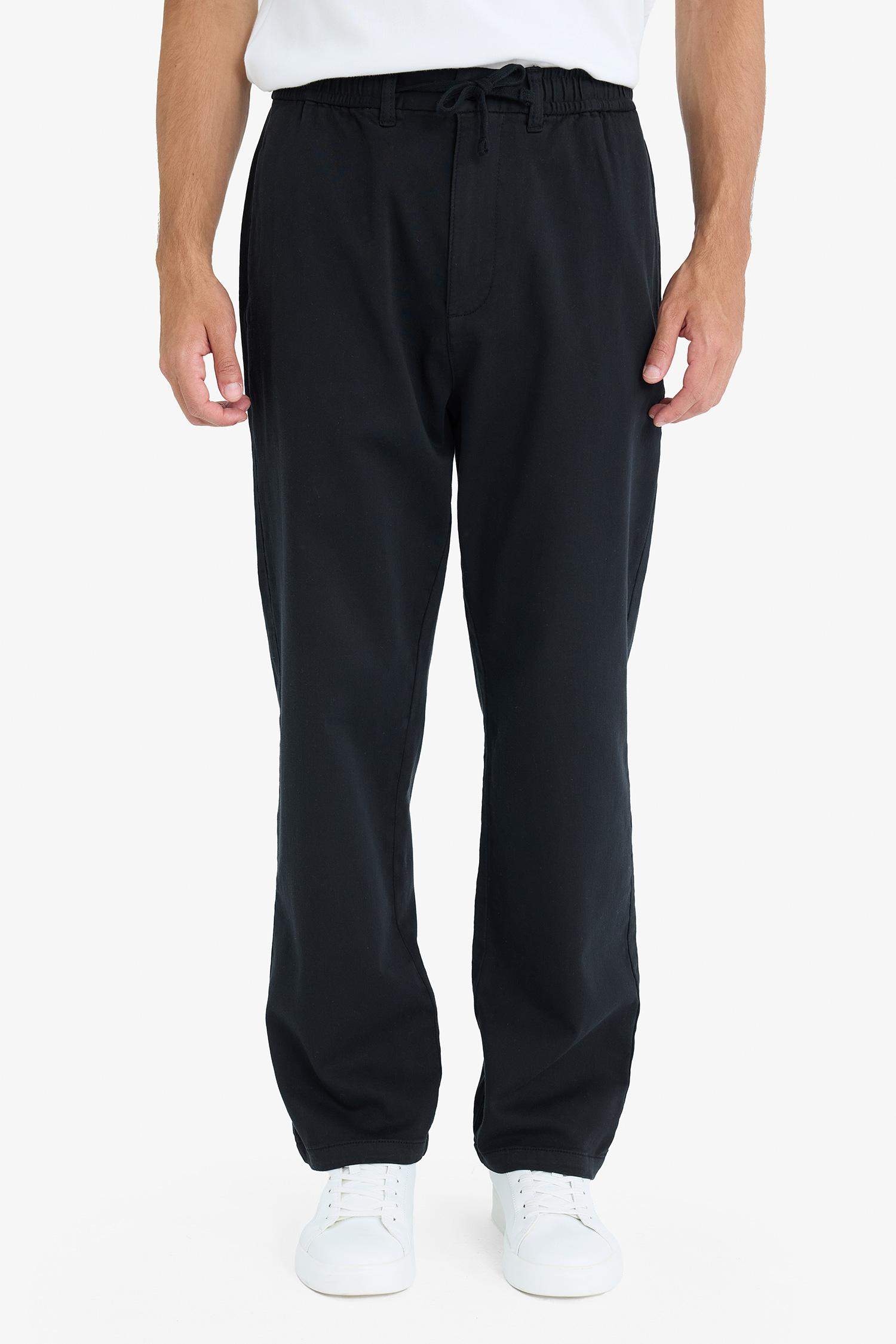 Wide Leg Regular Hem Zipper Trousers