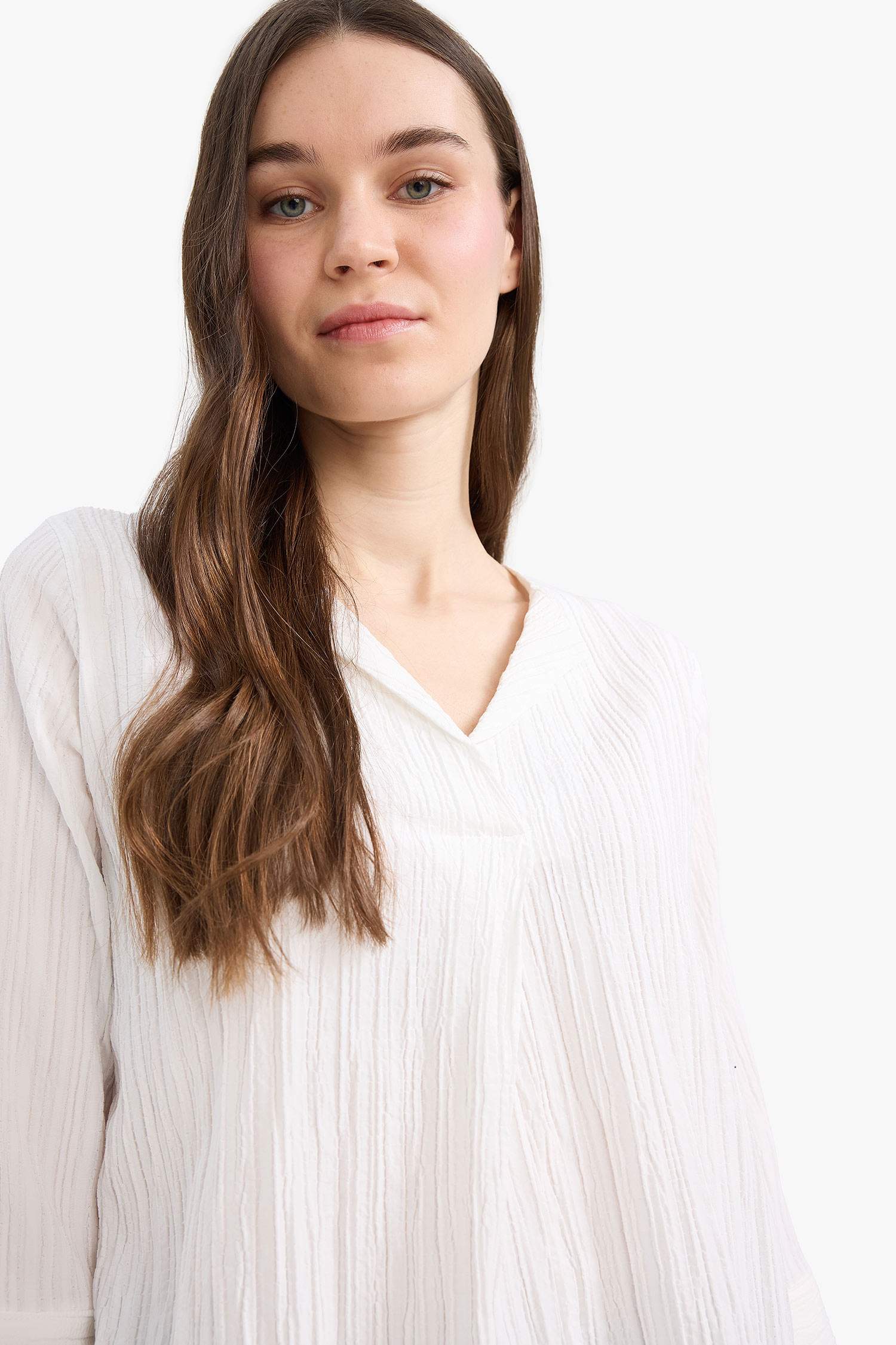 Regular Fit Kaçık Yaka Basic Düz Yarım Kollu Bluz