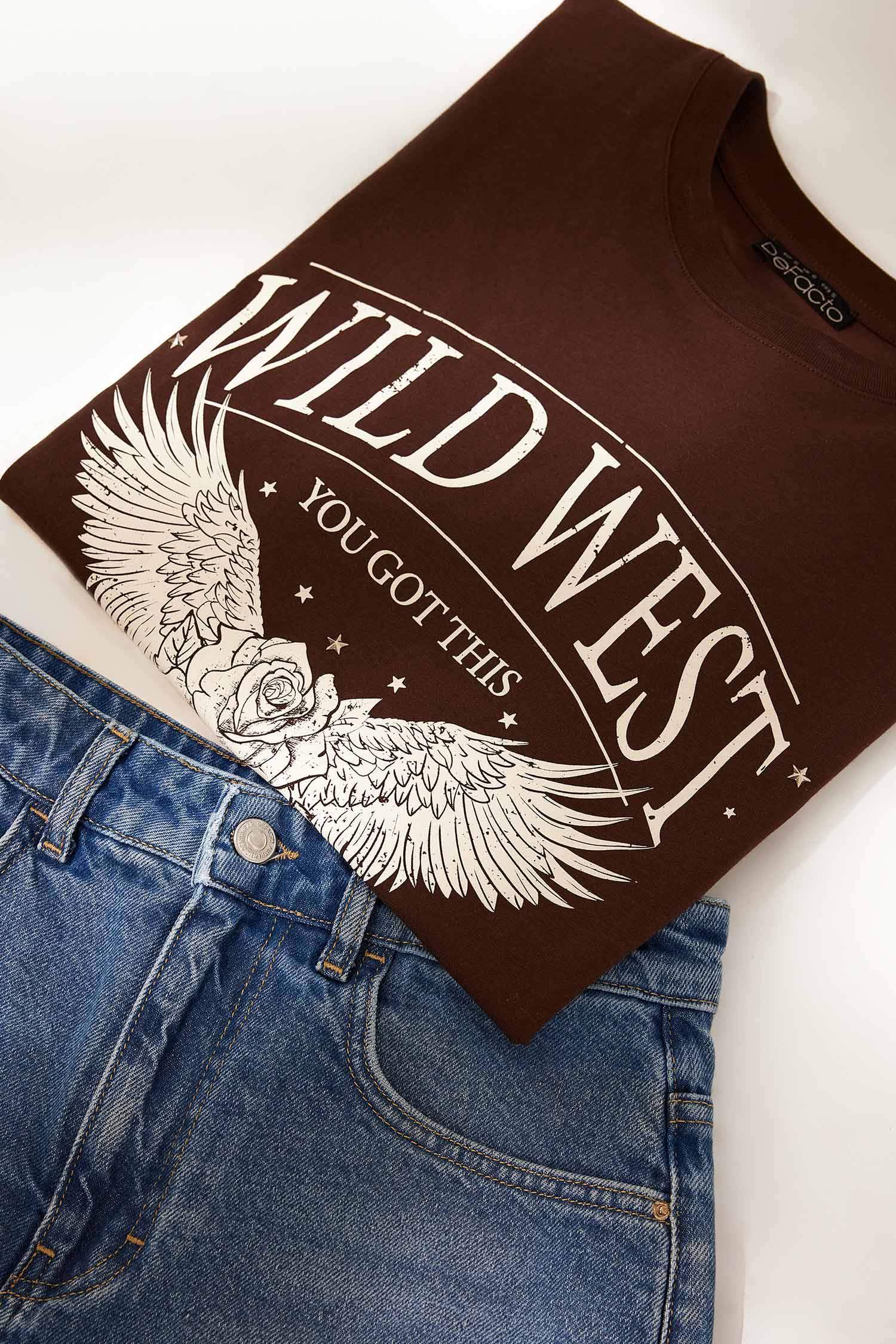 Oversize Fit Crew Neck Printed Short Sleeve T-Shirt