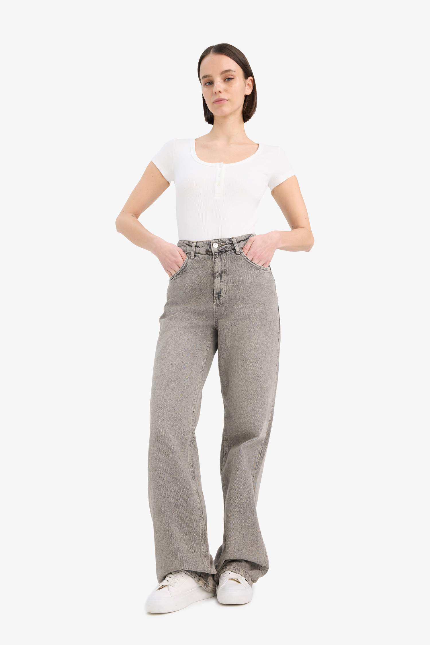 Coool Yuvarlak Yaka Fitilli Kaşkorse Kısa Kollu Çıtçıtlı Body