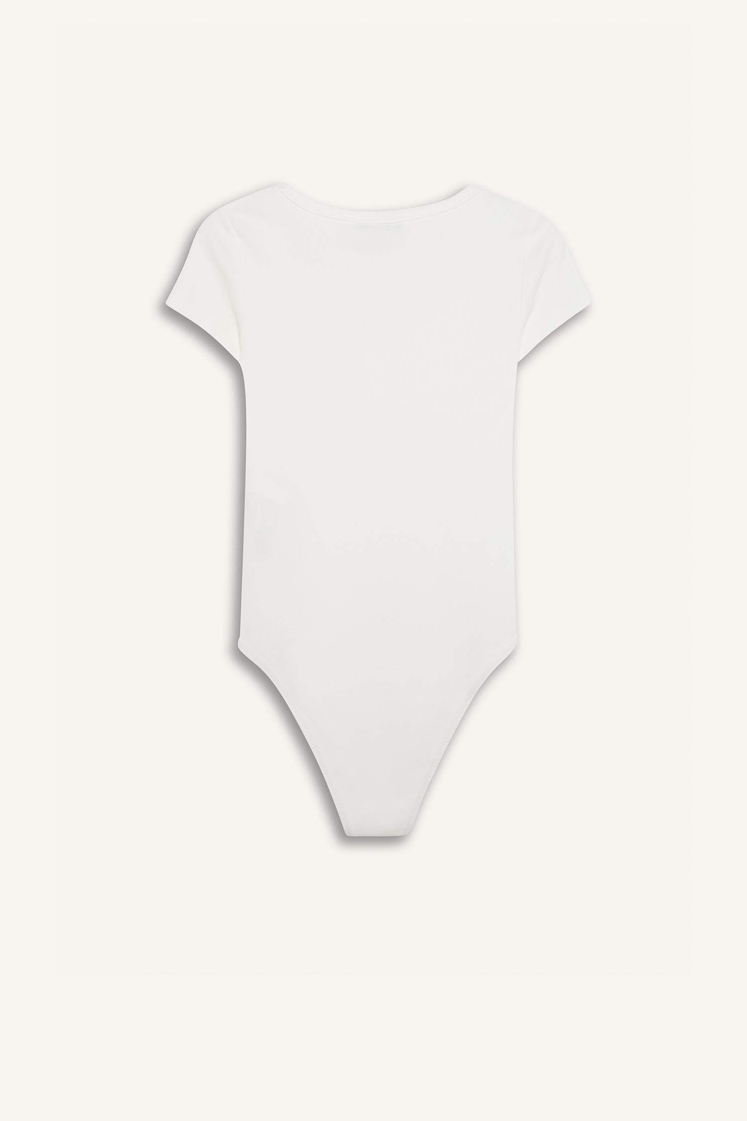 Coool Yuvarlak Yaka Fitilli Kaşkorse Kısa Kollu Çıtçıtlı Body