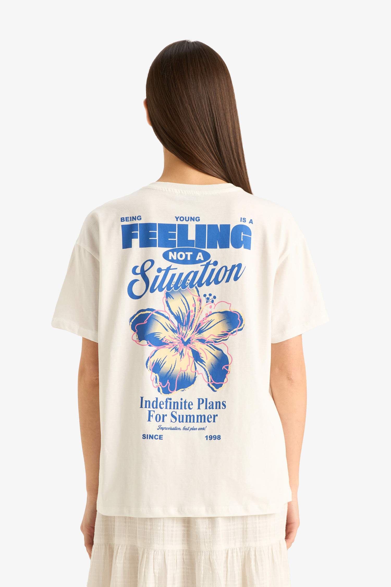 Oversize Fit Crew Neck Printed Short Sleeve T-Shirt