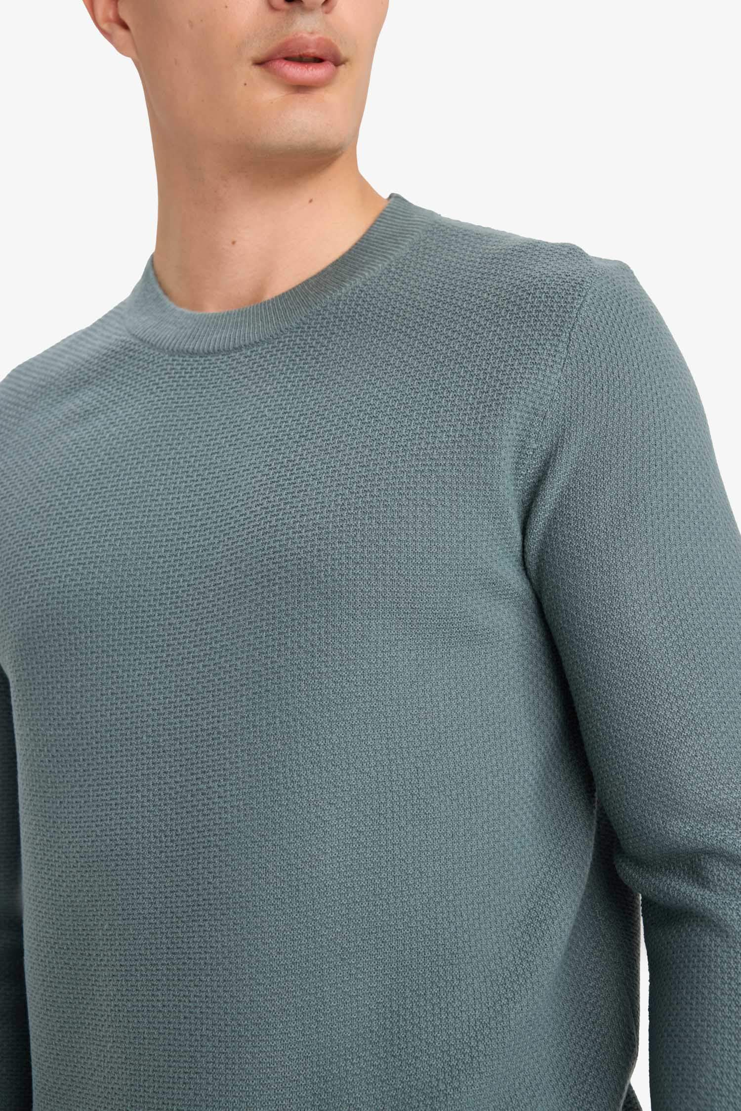 Pull en maille texturée à col rond Coupe standard