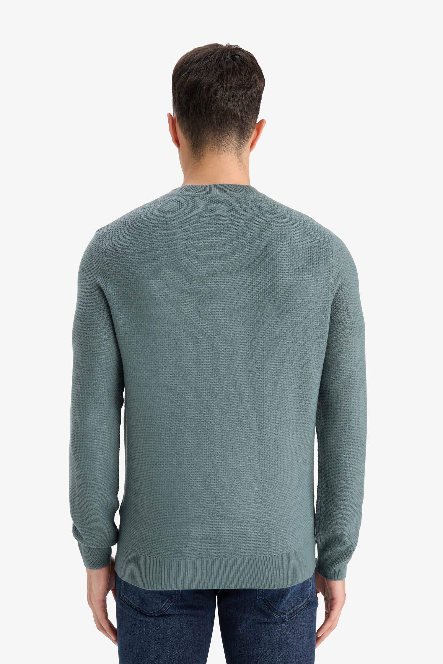 Pull en maille texturée à col rond Coupe standard