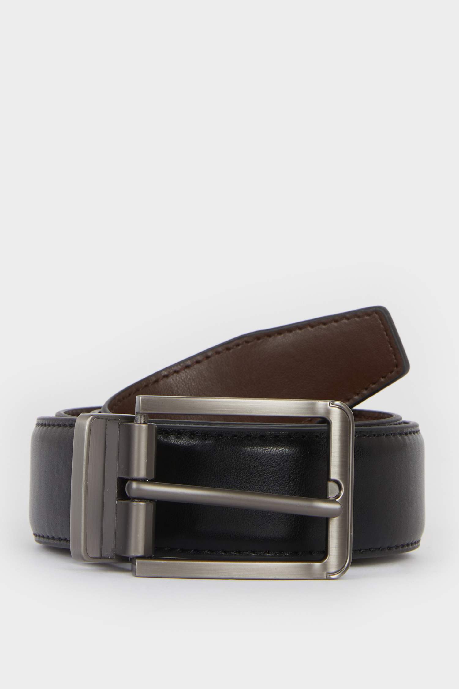 Ceinture en similicuir à boucle rectangulaire pour homme